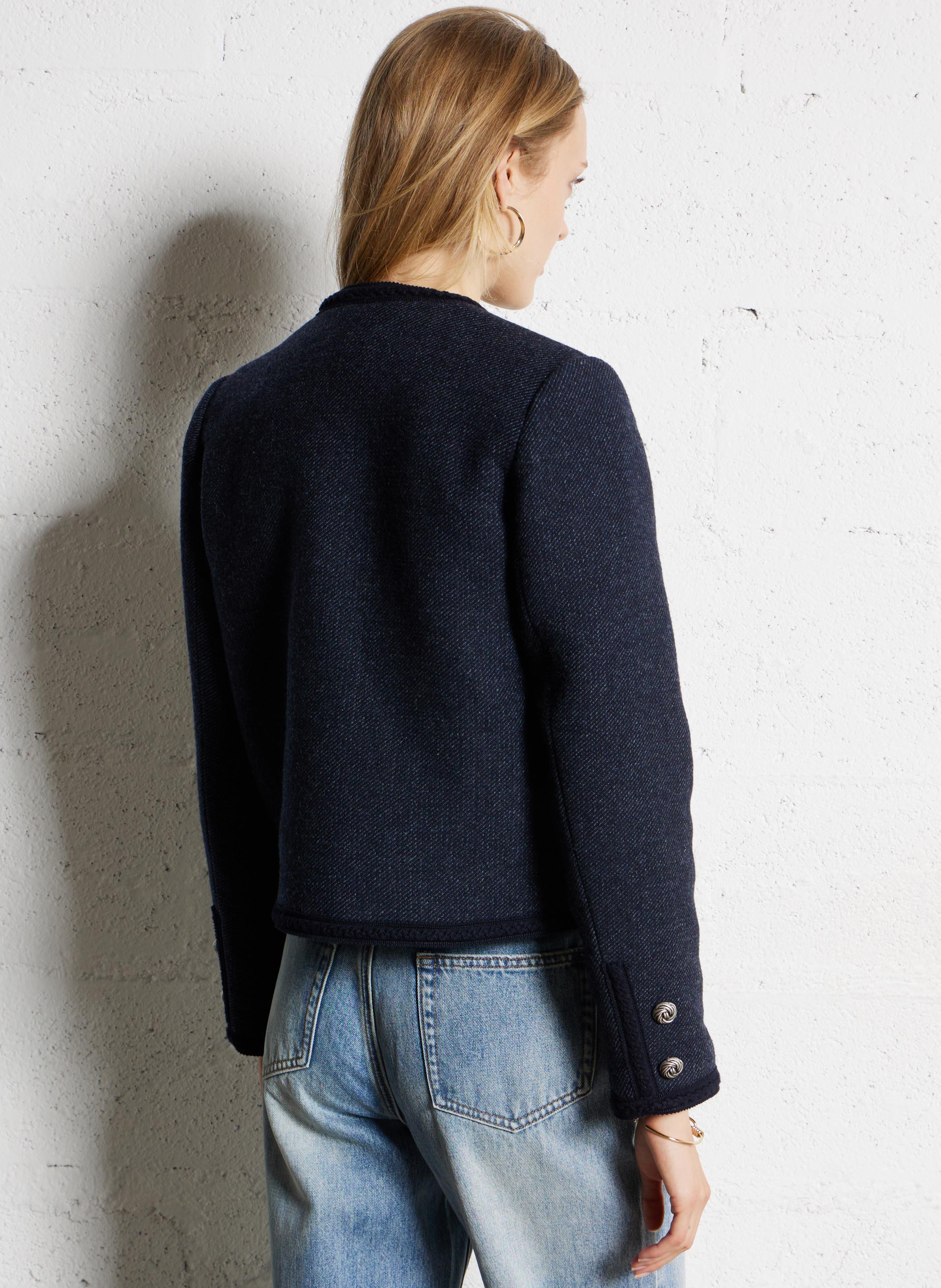 Veste droite en laine mélangée SUNCOO Bleu