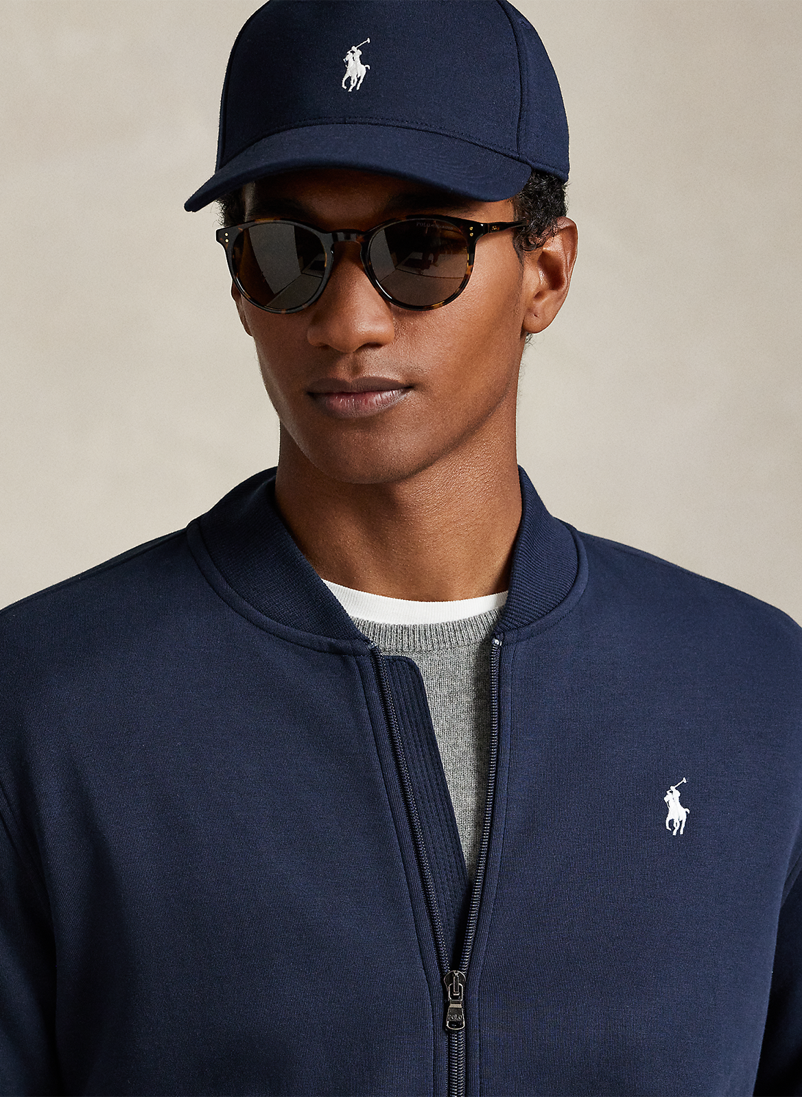 Blouson col rond en coton mélangé POLO RALPH LAUREN Bleu