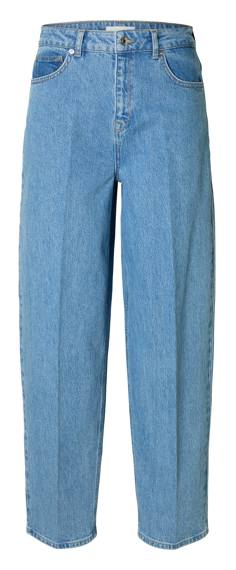 Jean girlfriend en coton bio mélangé SELECTED Bleu