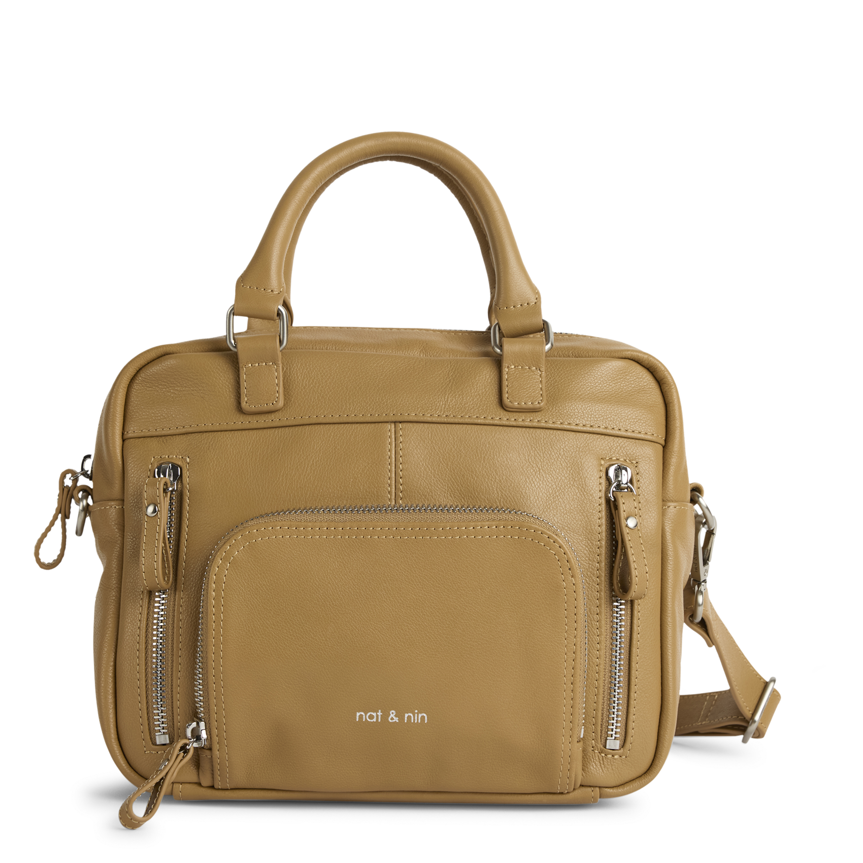 Sac à main multipoches en cuir NAT & NIN Marron