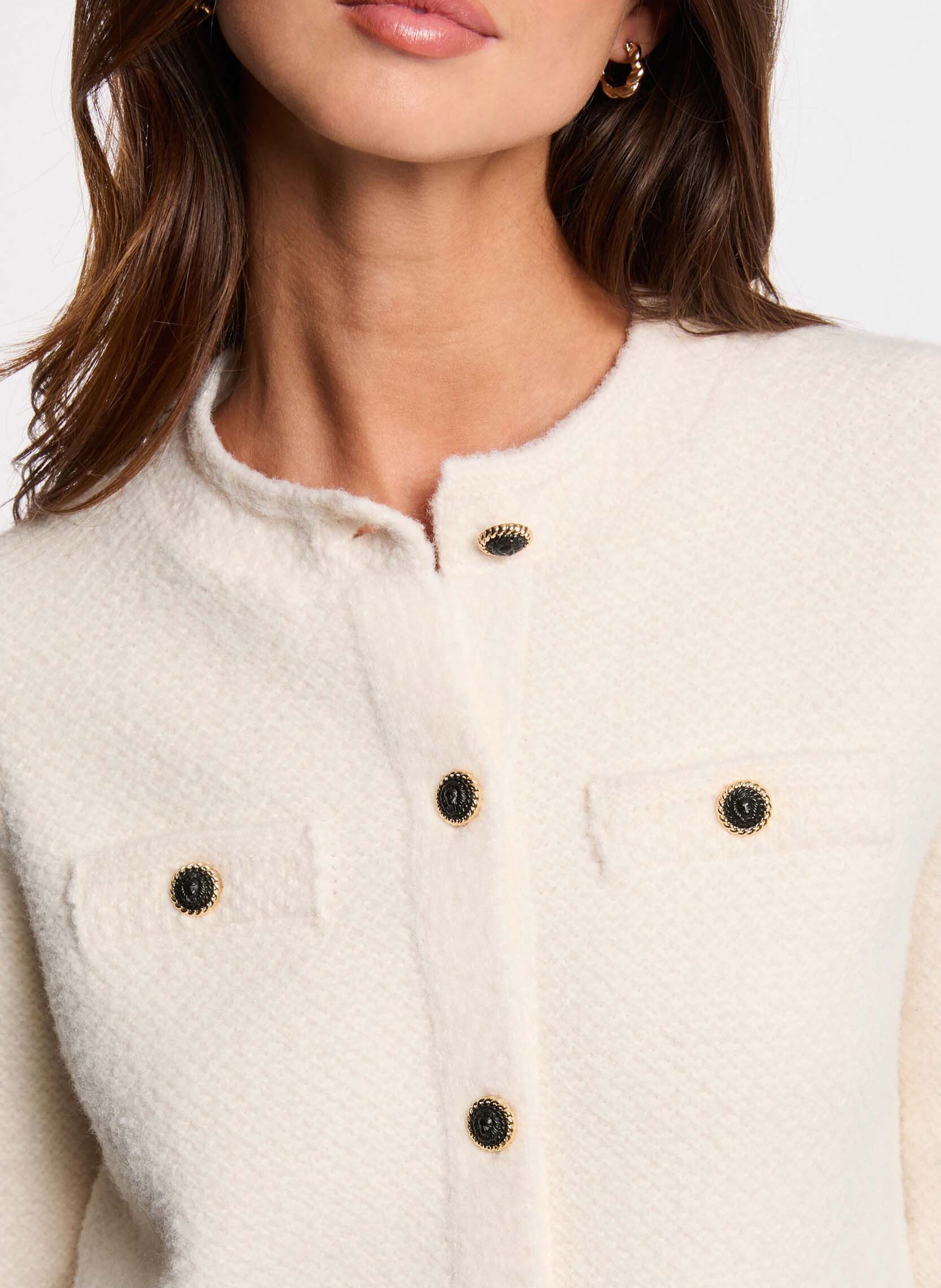 Strickjacke mit Rundhalsausschnitt MORGAN Beige