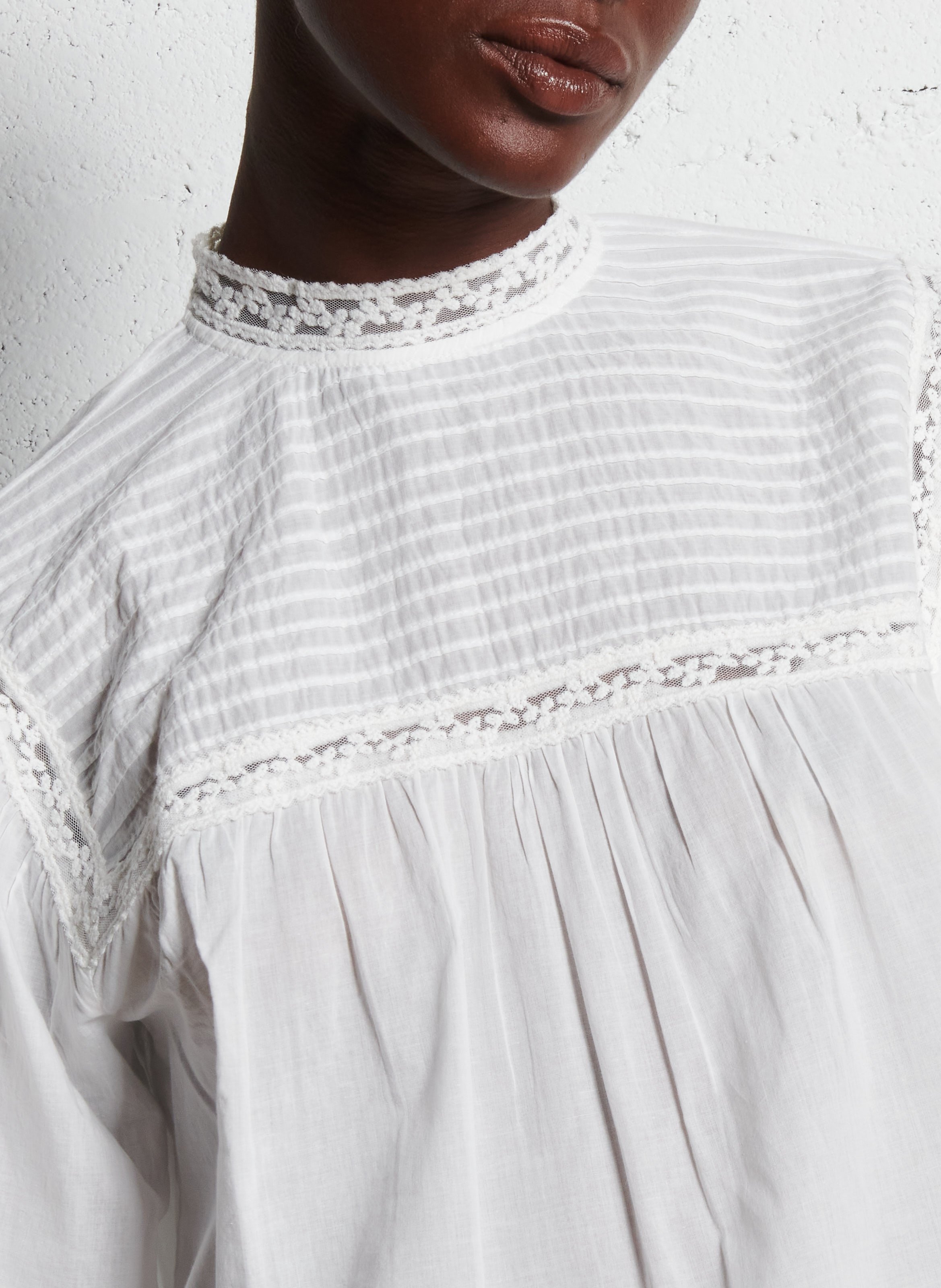 Blouse droite col rond en coton DES PETITS HAUTS Beige