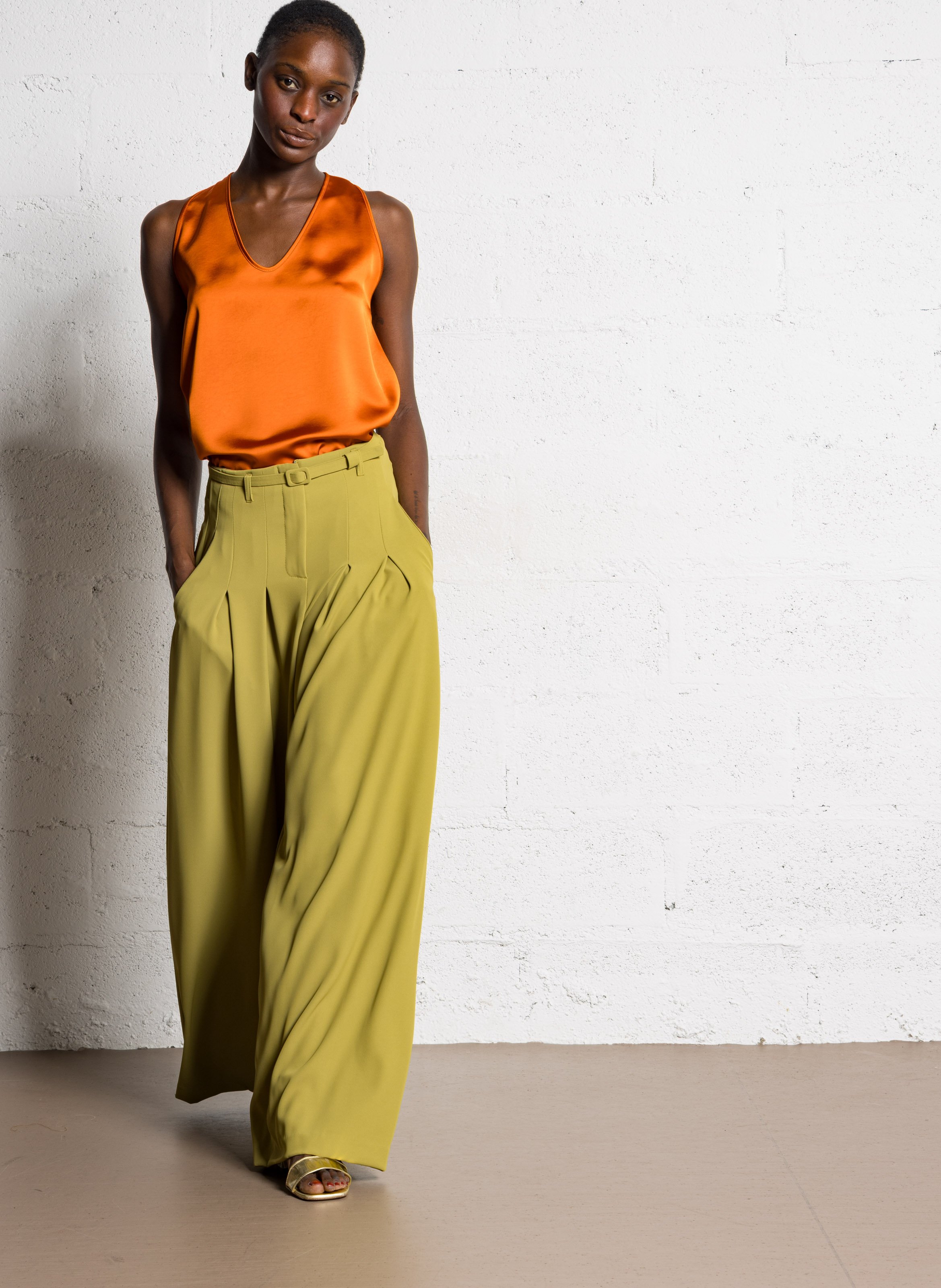 Top col rond aspect satiné IMPERIAL Orange