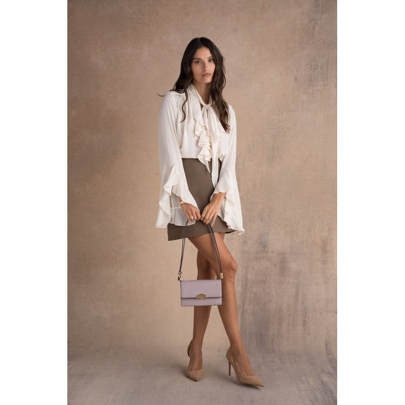 Shoulder bag - cowhide leather POURCHET Purple