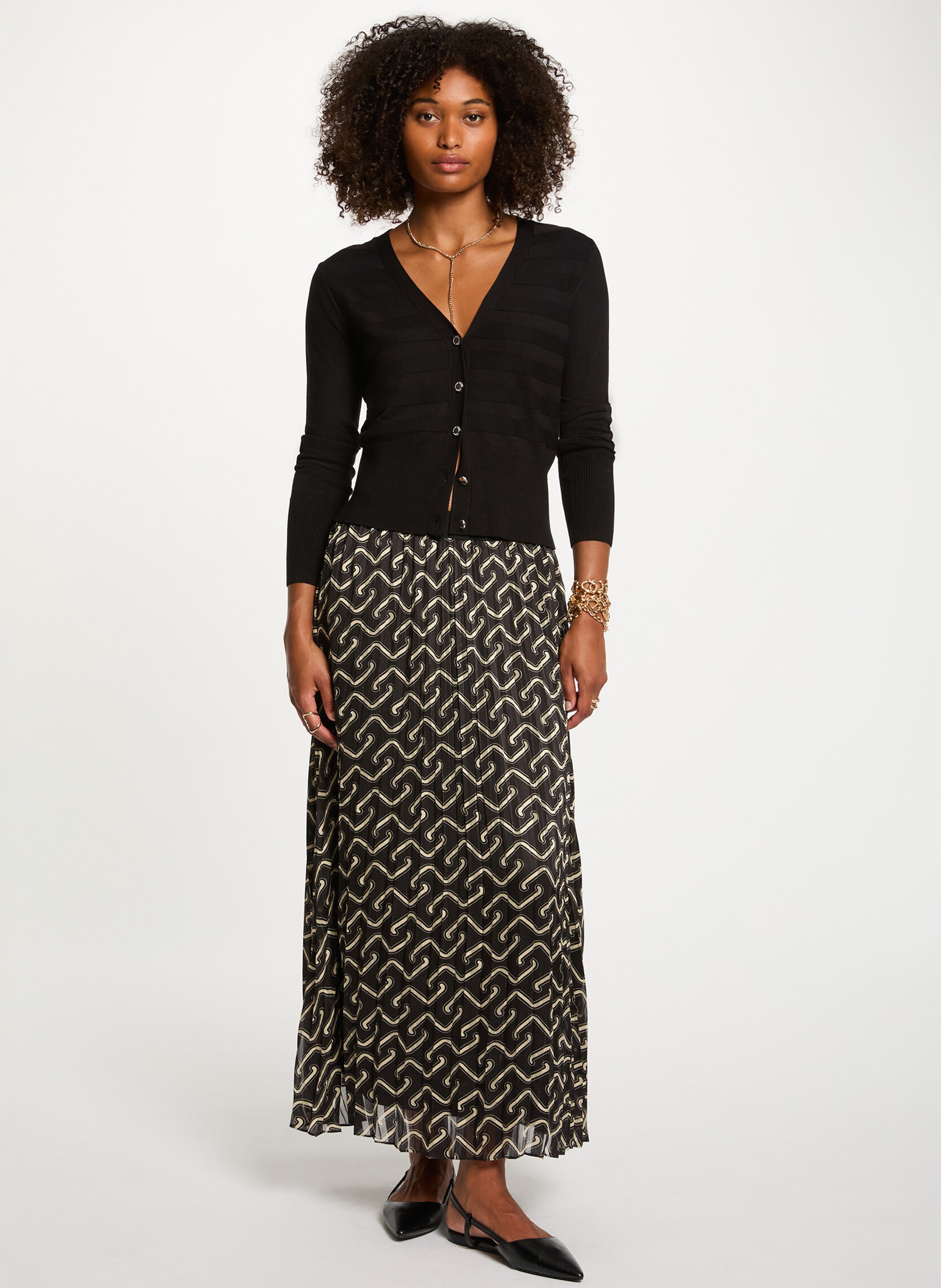 Gerade geschnittene Strickjacke mit V-Ausschnitt MORGAN Schwarz