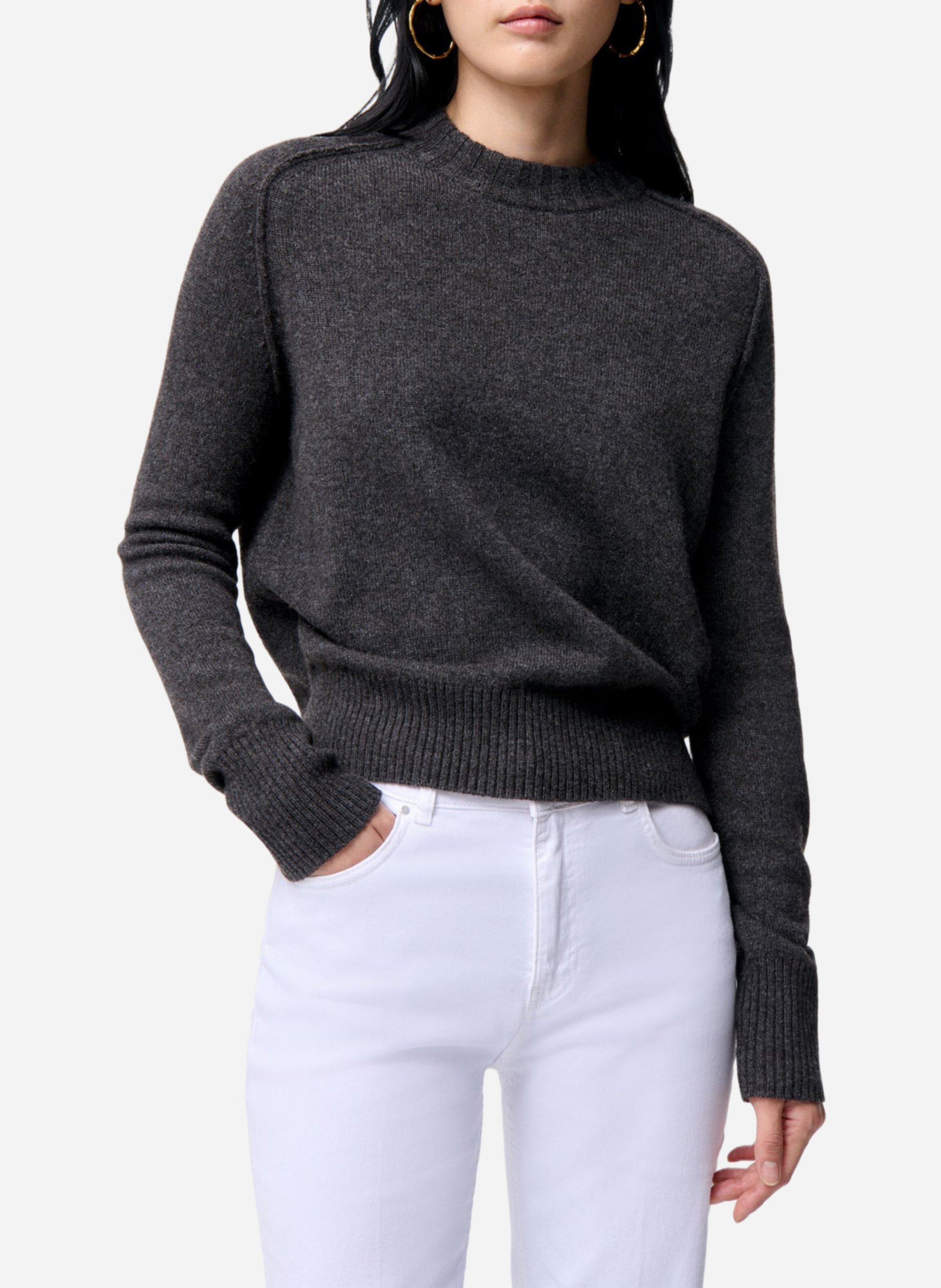 Pull col rond en laine mélangée VANESSA BRUNO Gris