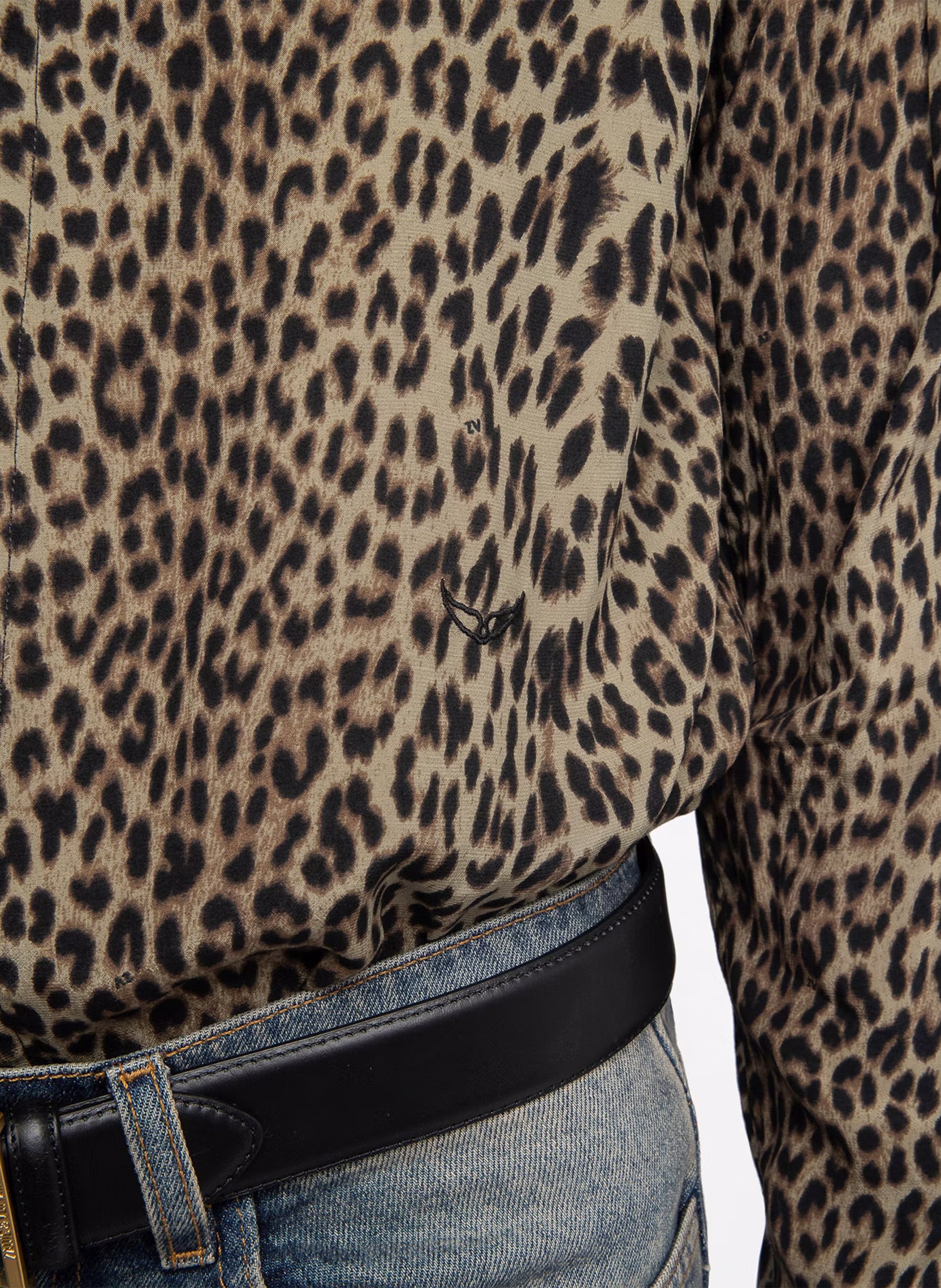 Chemise droite boutonnée à motif léopard ZADIG&amp;VOLTAIRE Vert