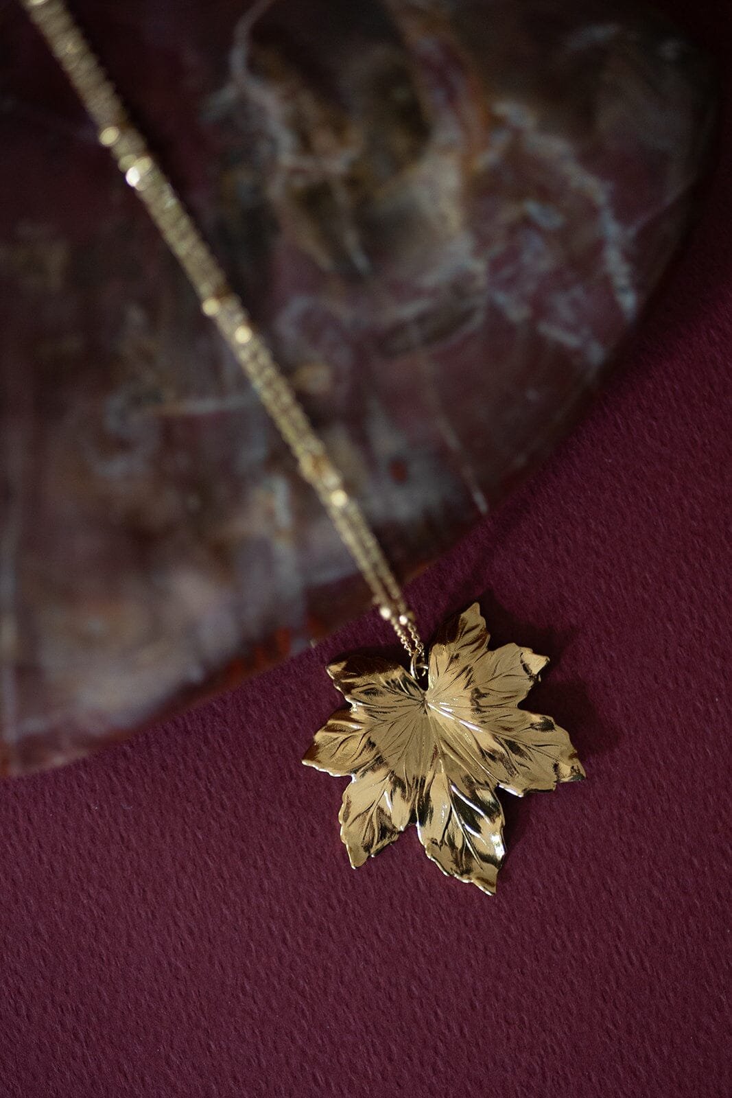 Gold-plated leaf long necklace MONSIEUR SIMONE Golden