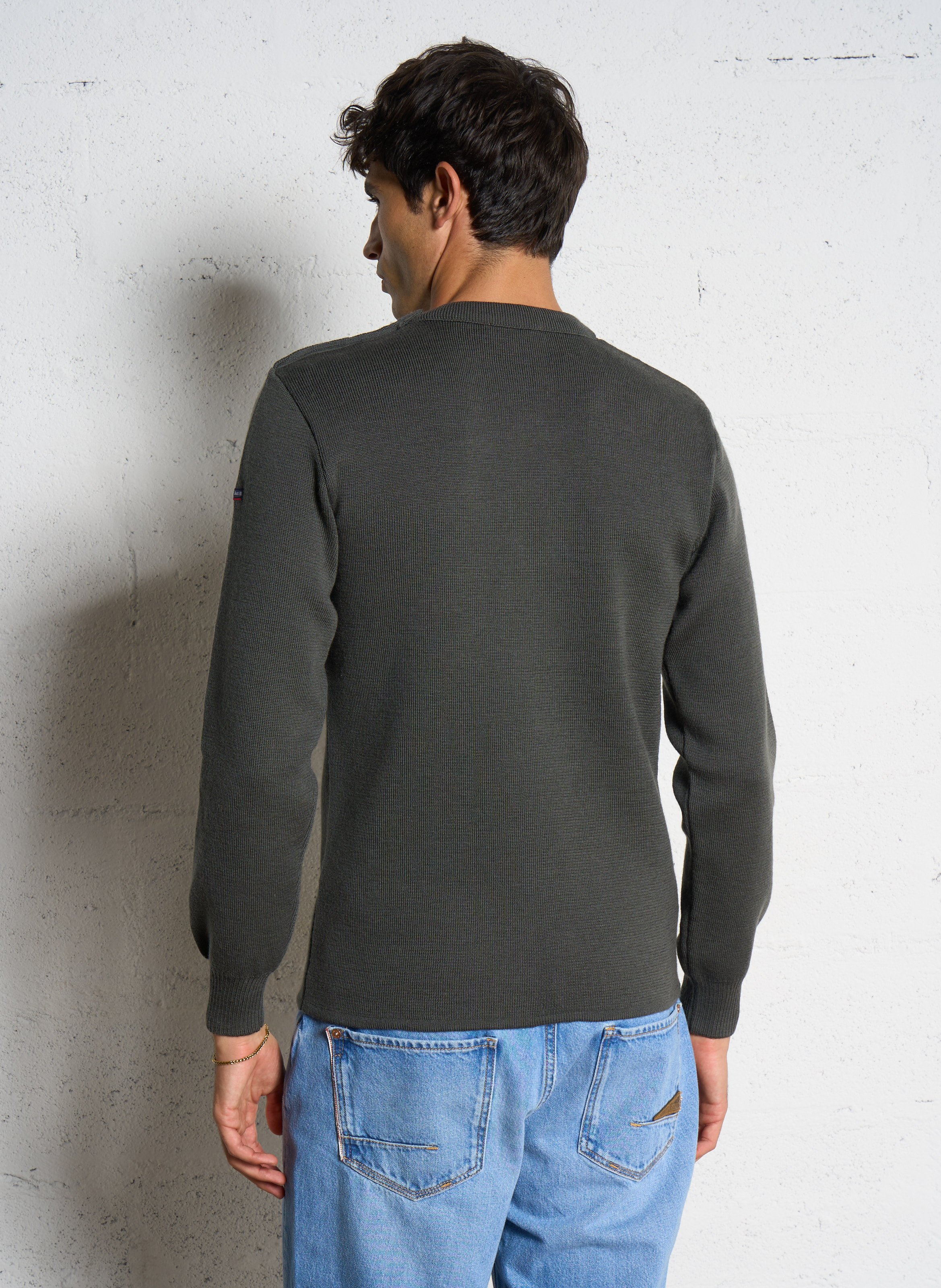 Pull col rond regular-fit en laine ARMOR LUX Kaki