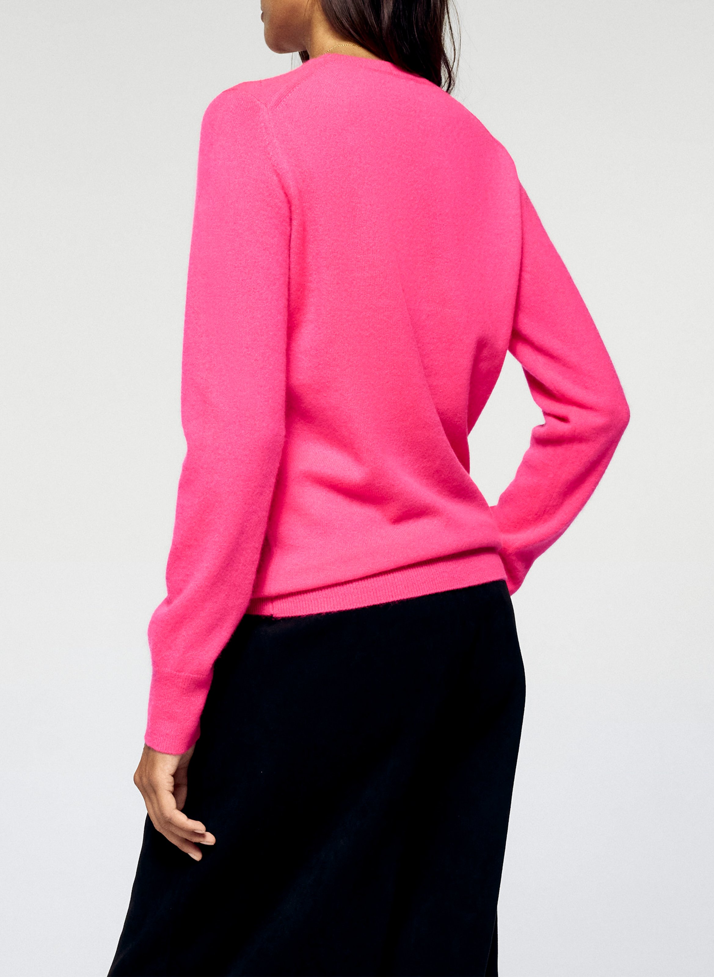 Straight cotton sweater with round neck FROM FUTURE Pink