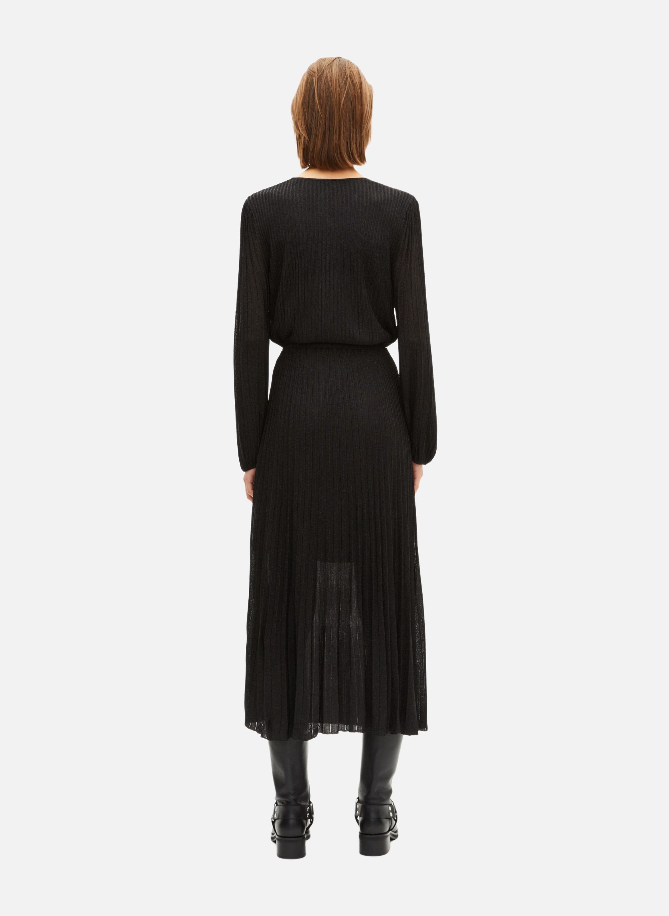 Pleated long lurex dress THE KOOPLES Black