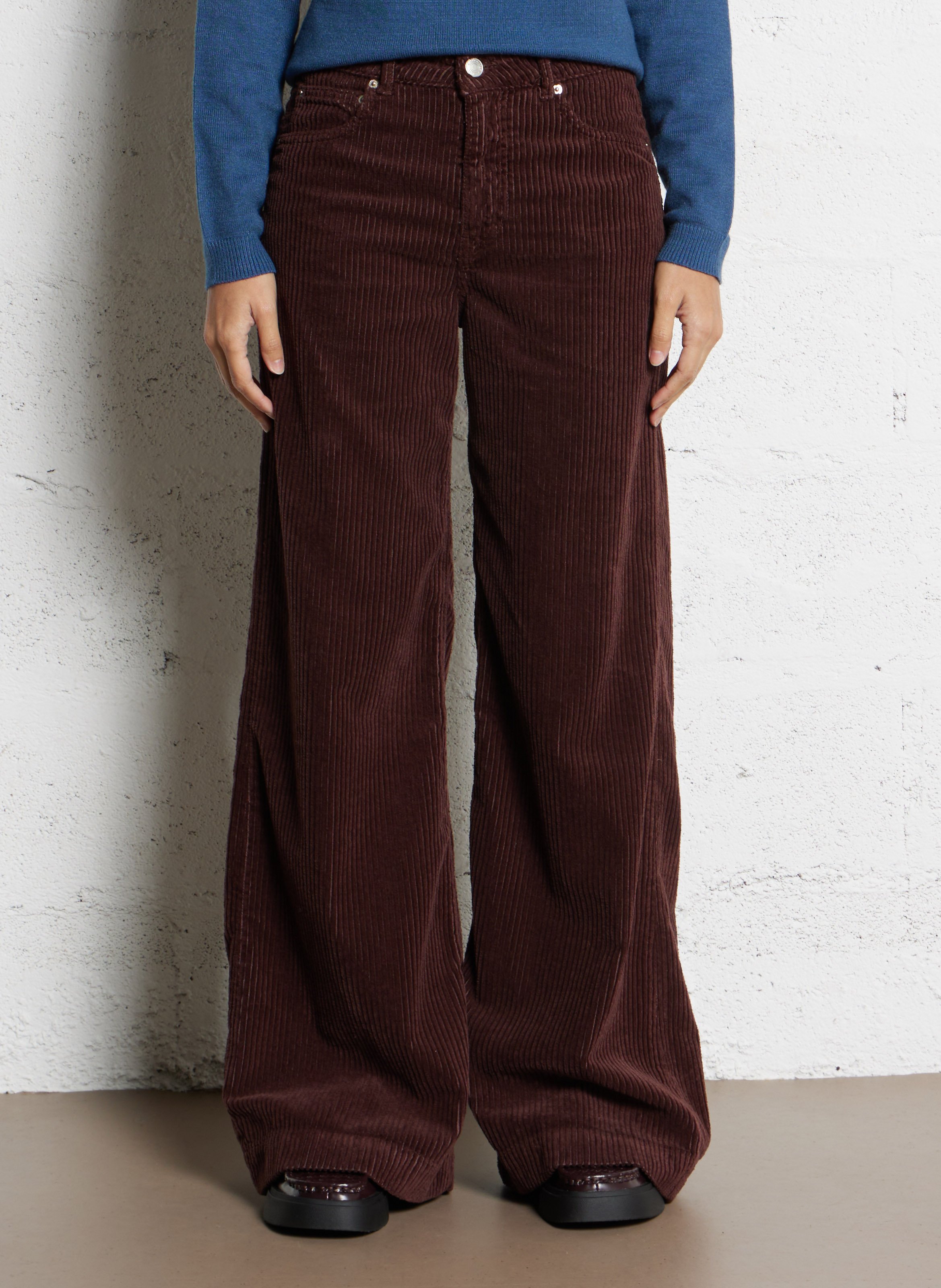 Wijde broek van ribfluweel van katoen ACQUAVERDE