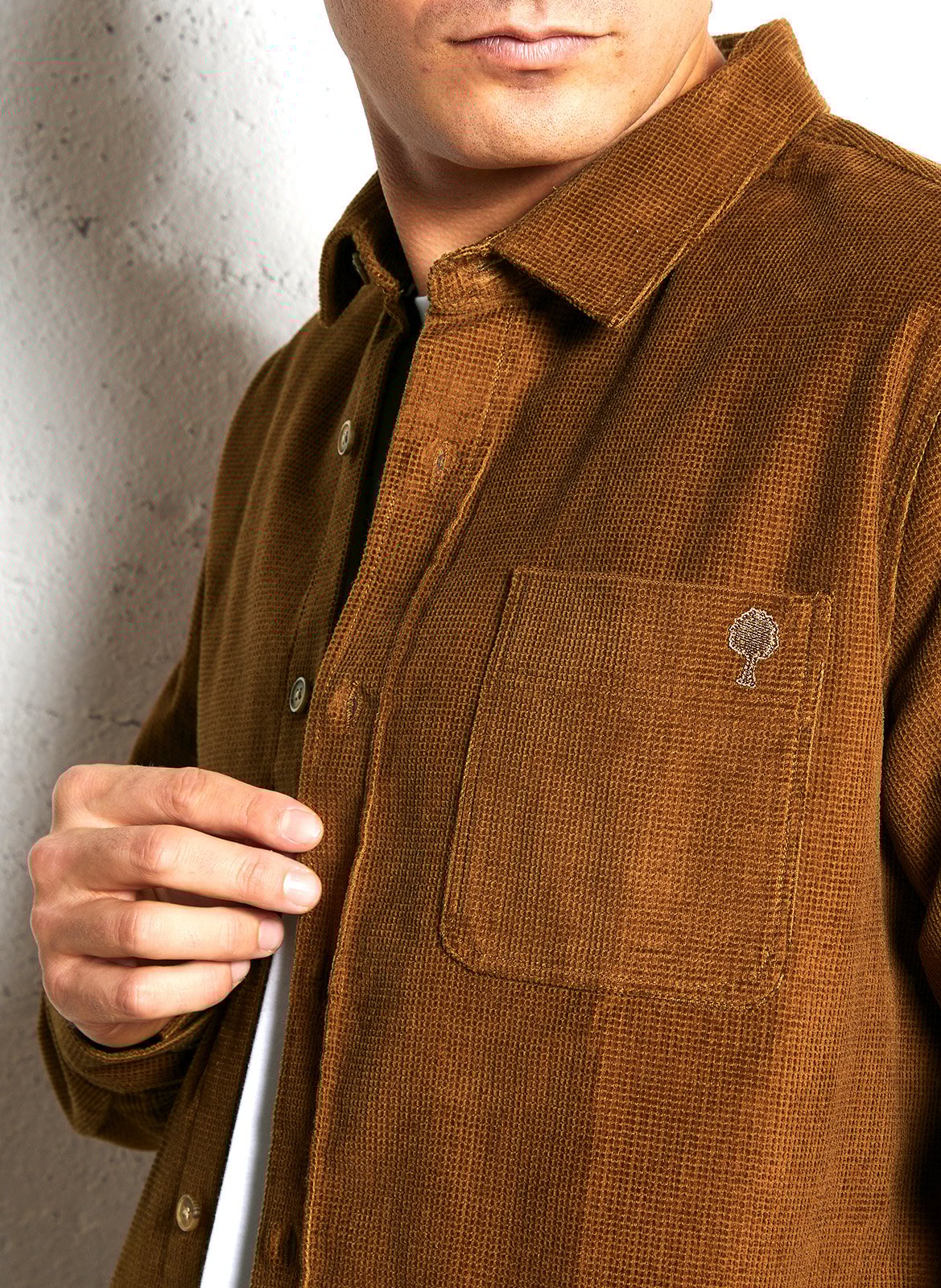 Surchemise col classique en coton FAGUO Marron