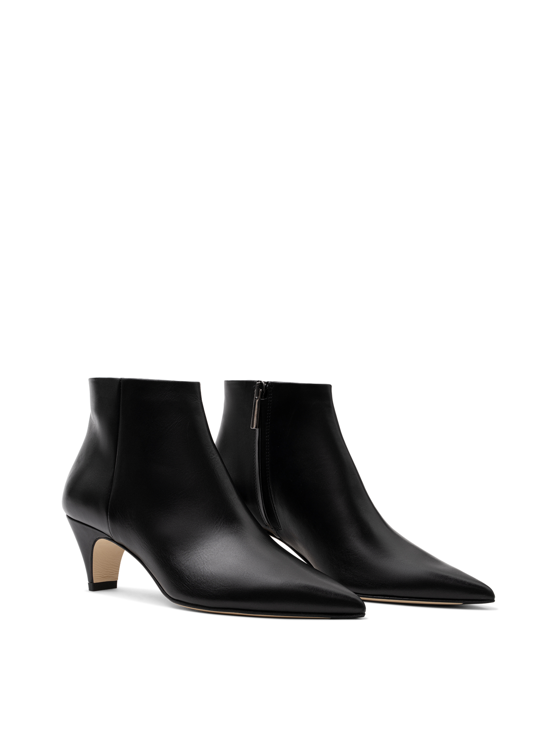 Smooth black leather ankle boots PARALLELE PARIS Black