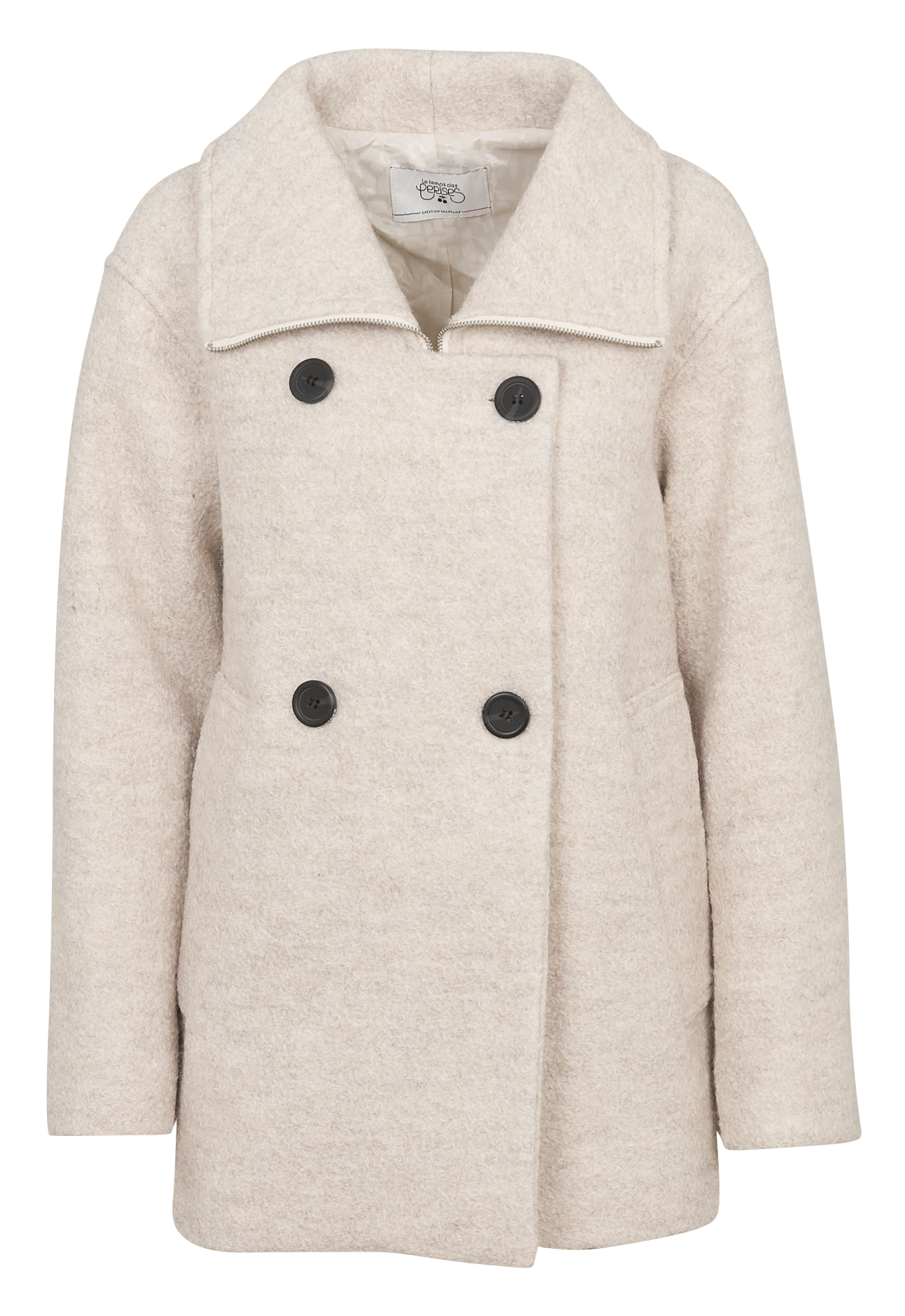 Manteau droit en laine mélangée LE TEMPS DES CERISES Beige