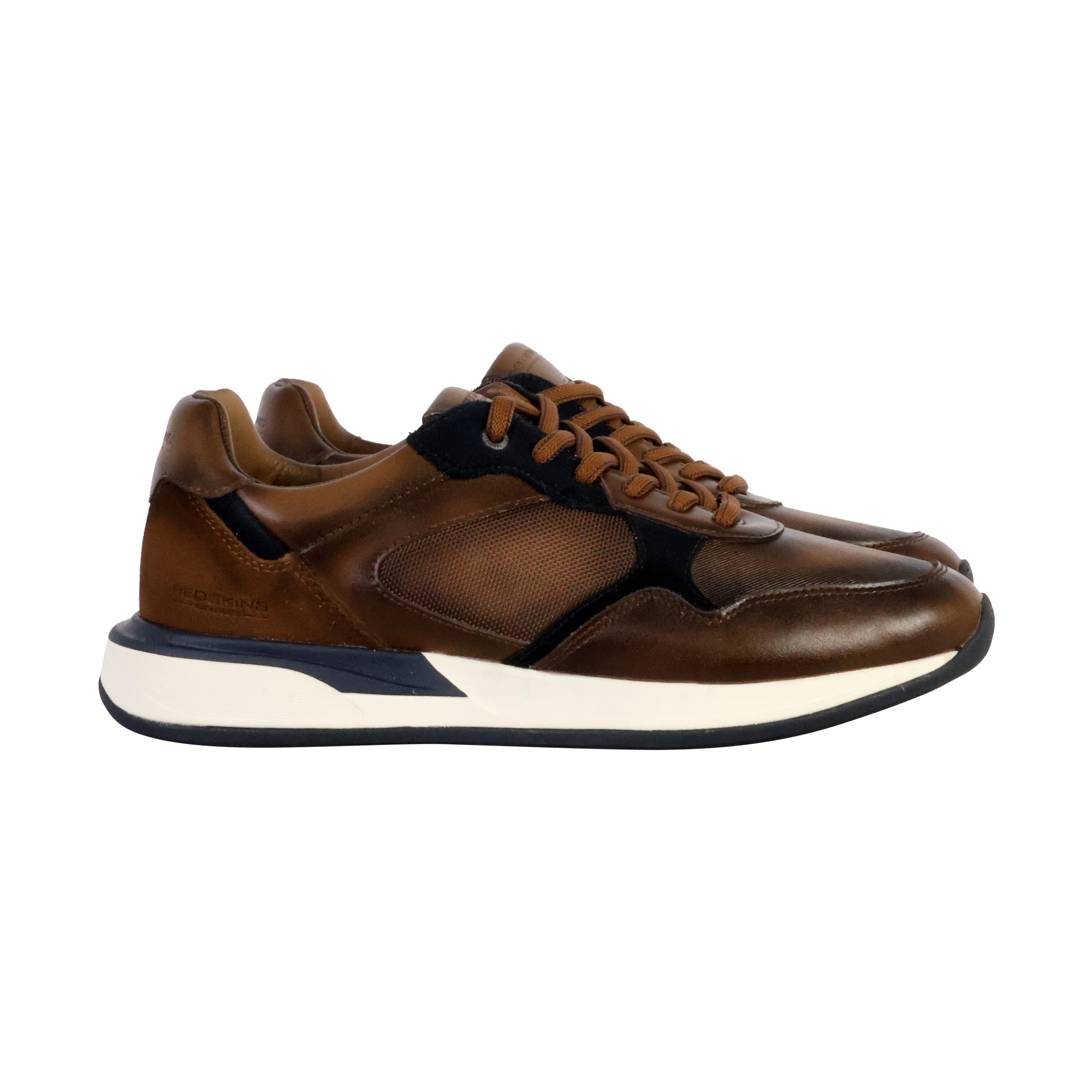 Low leather sneaker with straw detail REDSKINS Brown