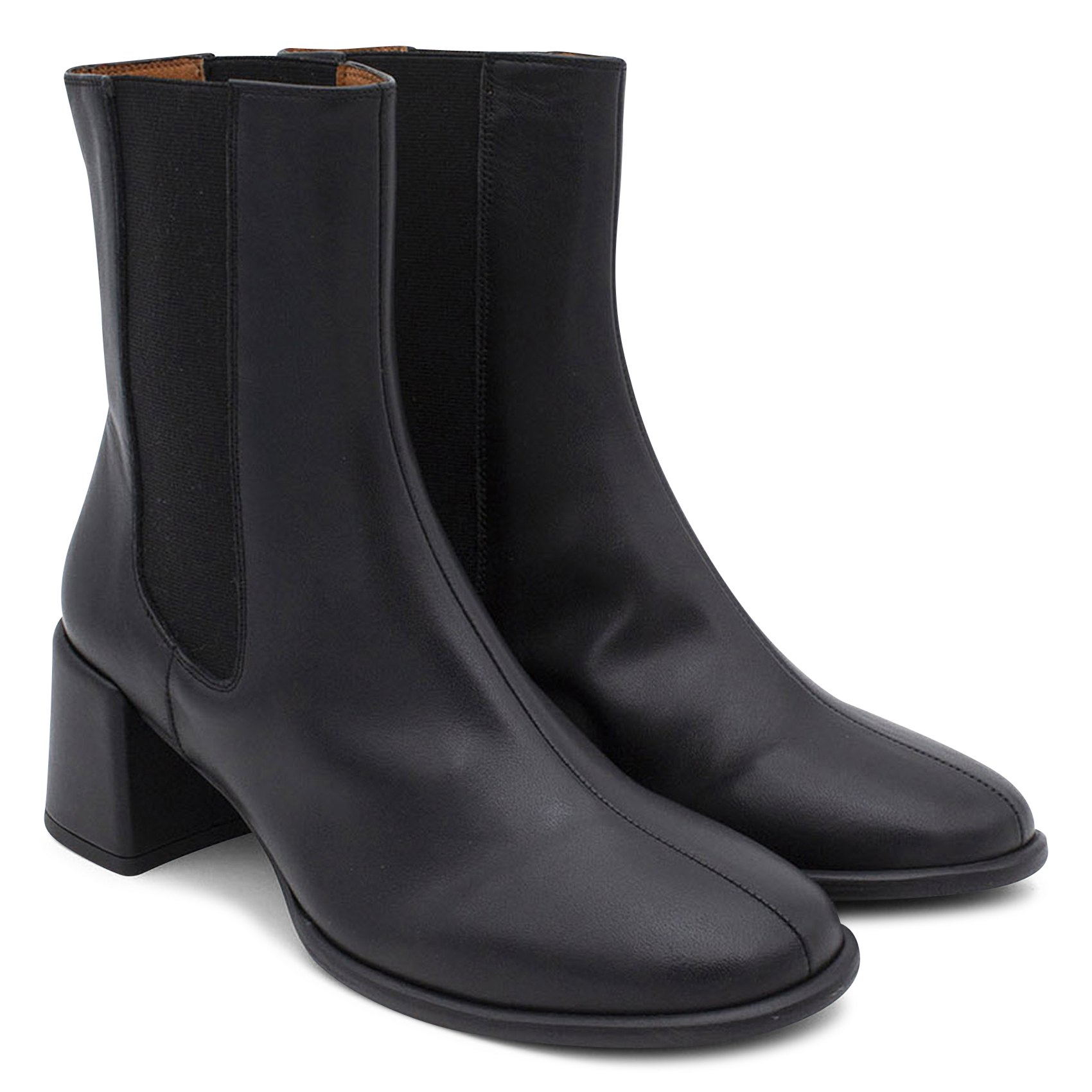 Bottines Chelsea à talons en cuir Noir