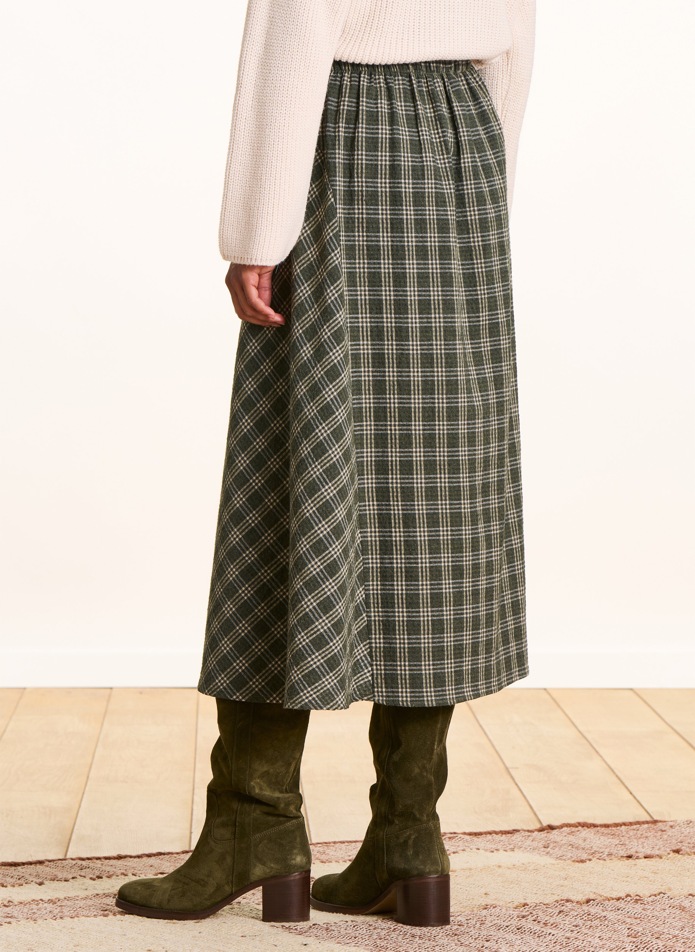 Check midi skirt LA FEE MARABOUTEE Green