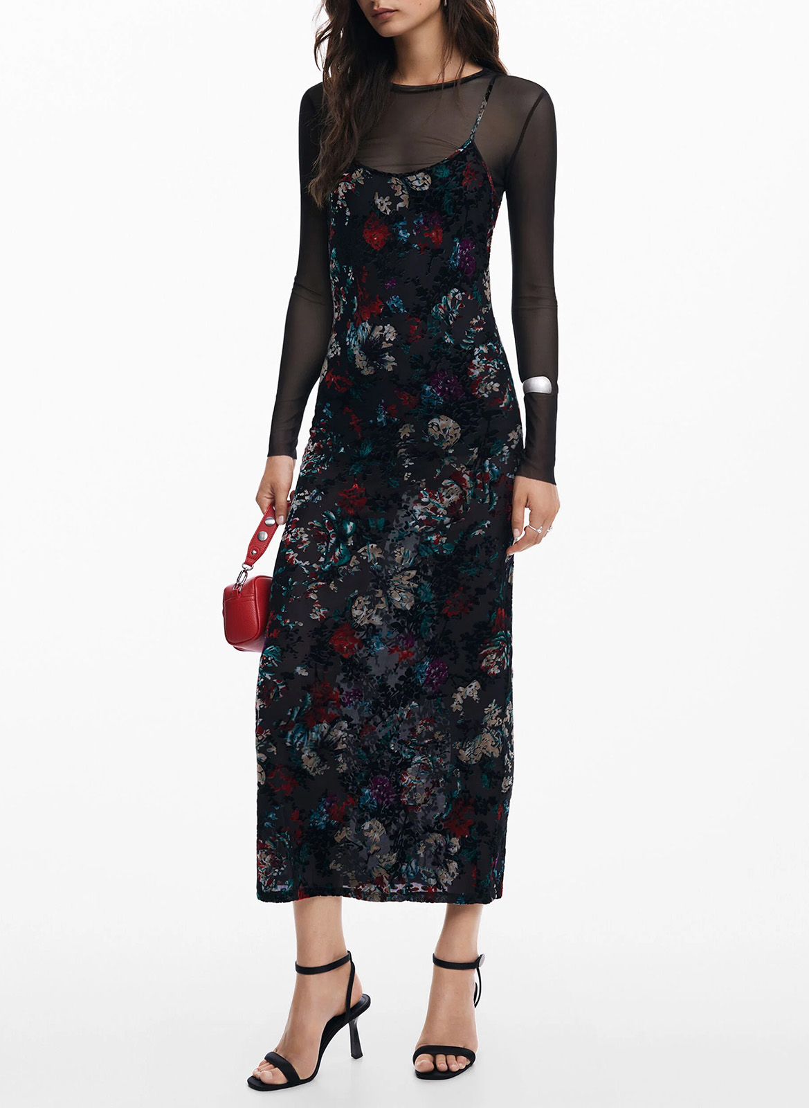 Langes Blumenkleid DESIGUAL Schwarz