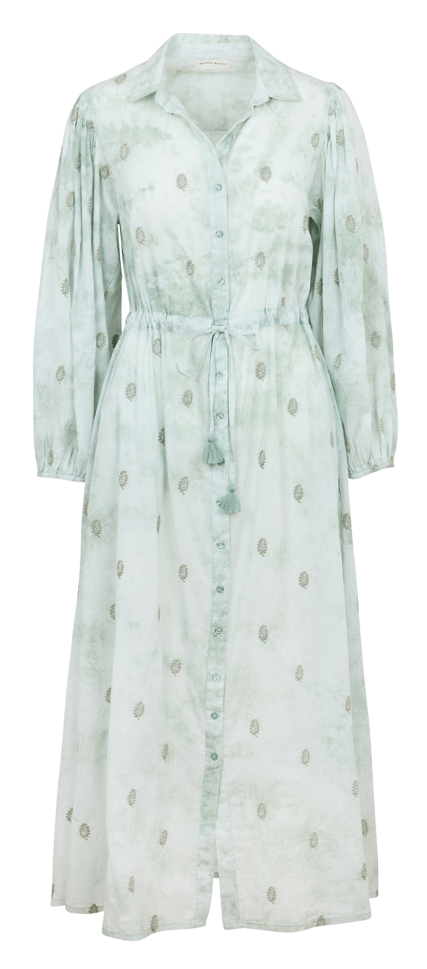 Lang bedrucktes Maxikleid mit Stickereien MAISON HOTEL Grun