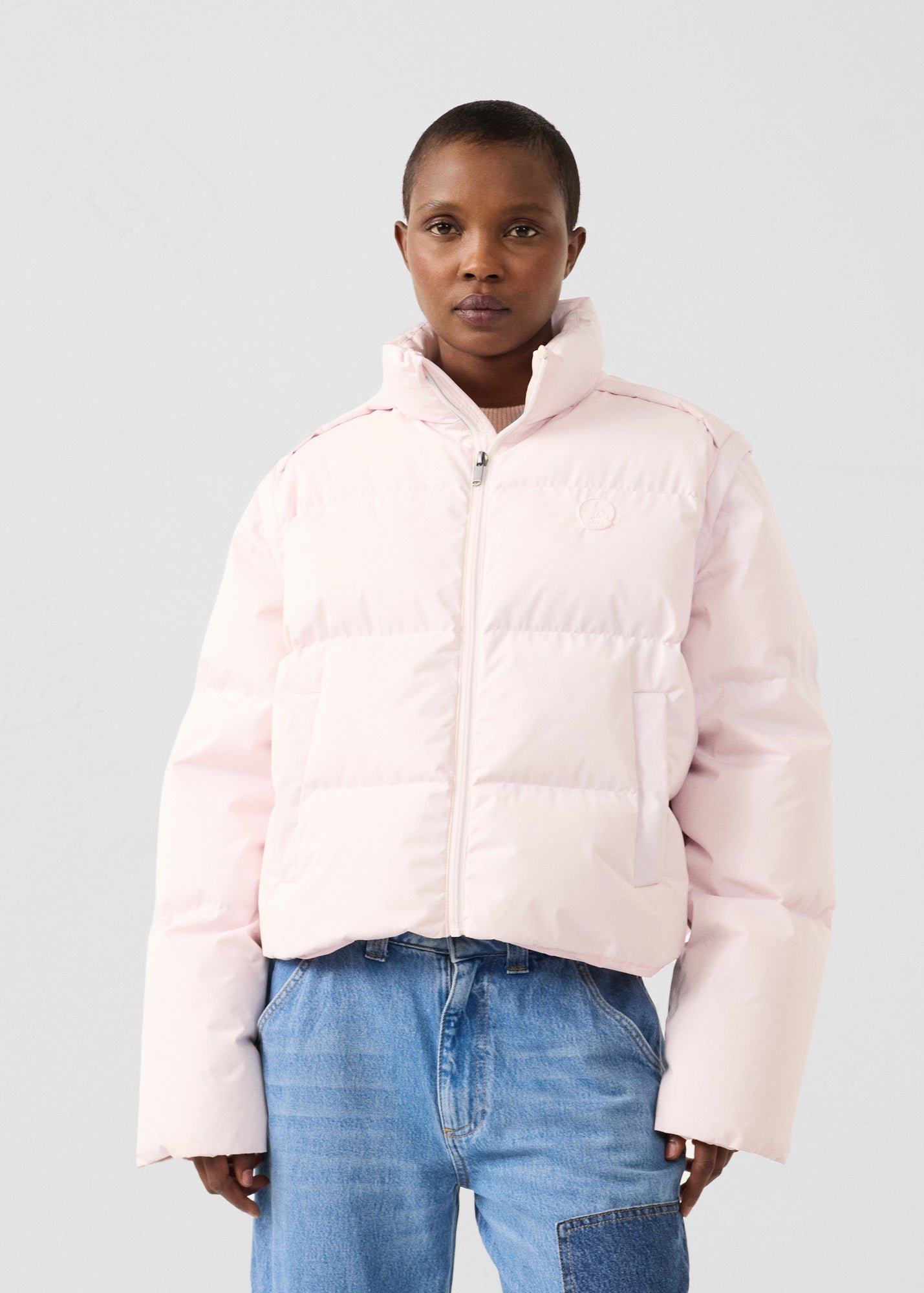 Puffer jacket for extreme cold by Paule. JOTT Pink