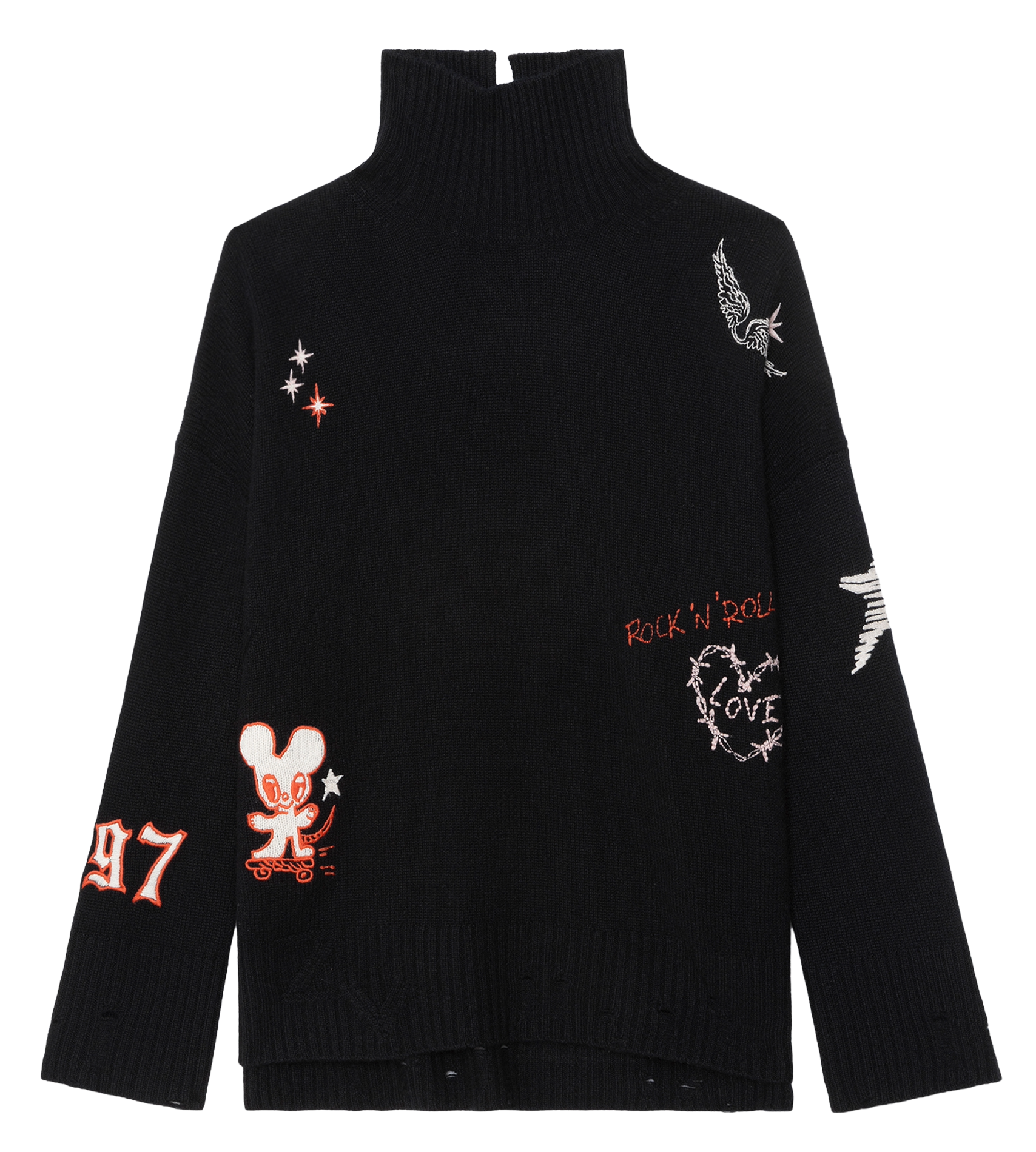 Rechte trui van kasjmier met opstaande kraag ZADIG&VOLTAIRE Zwart