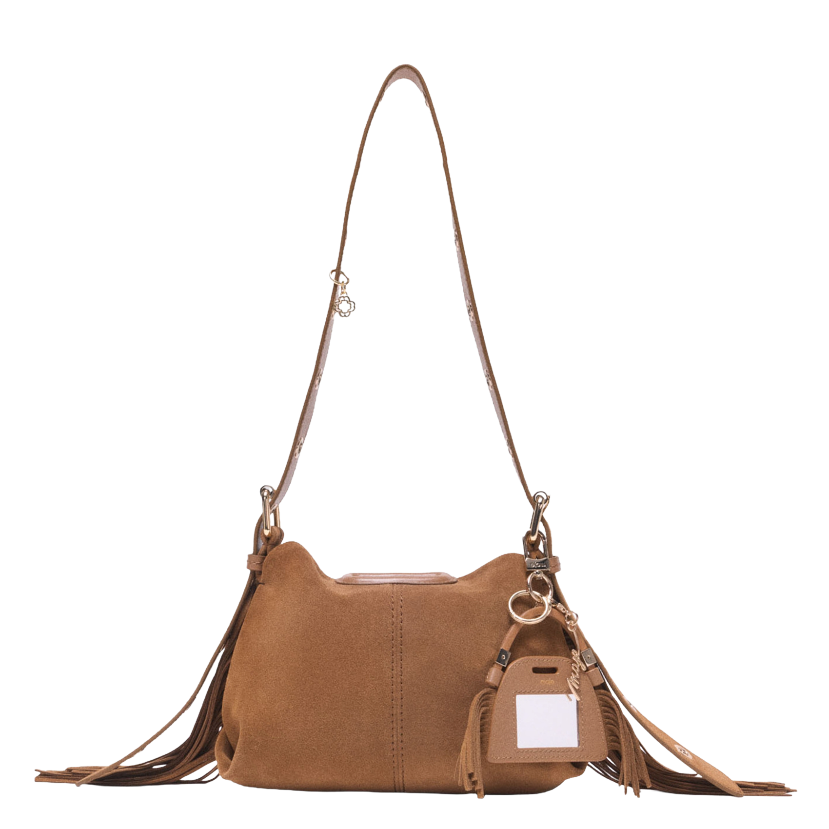 Tasje met franjes en spiegel MAJE Bruin