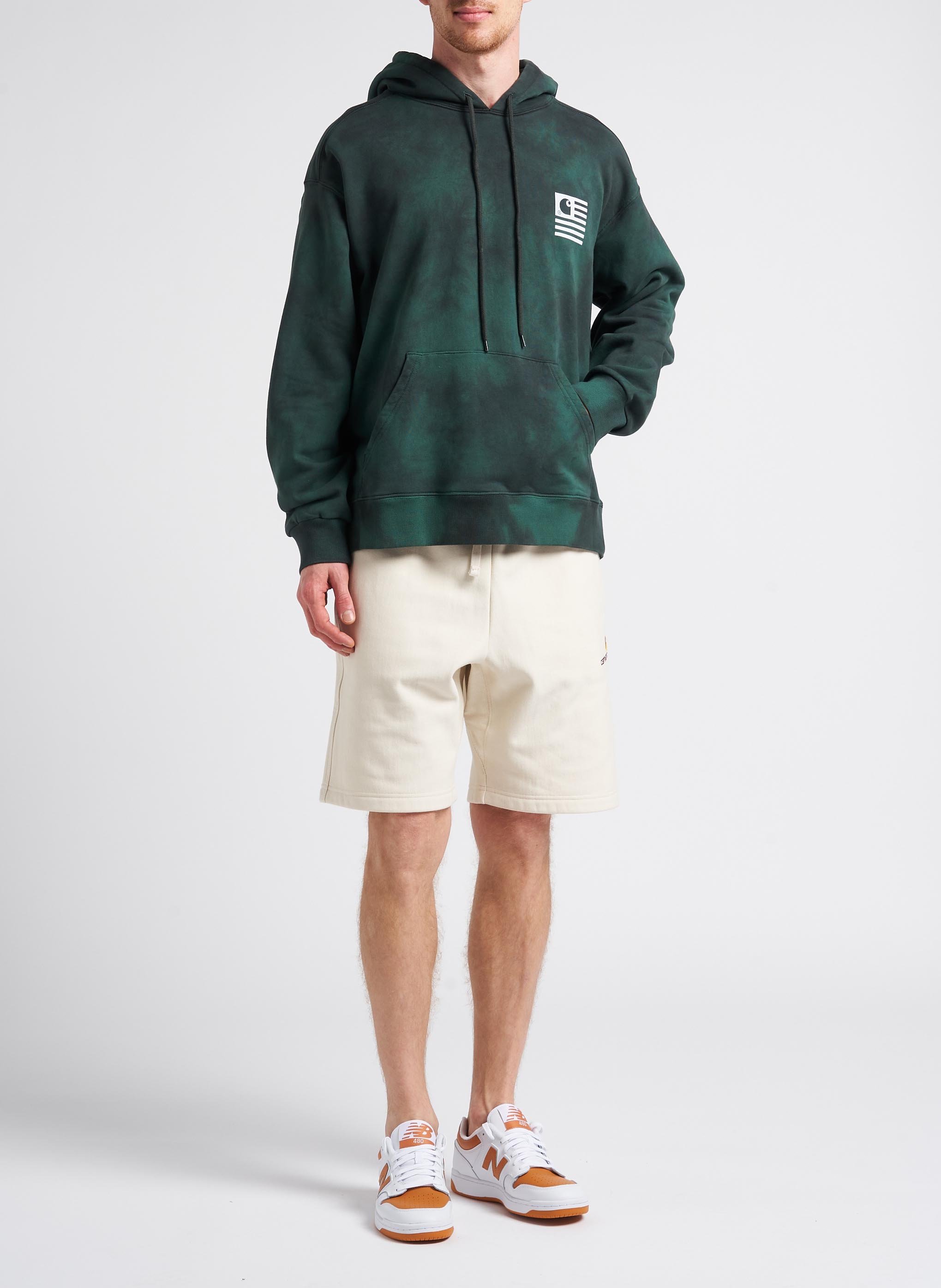 Kapuzensweatshirt aus Baumwolle mit Siebdruck, Regular Fit Grun