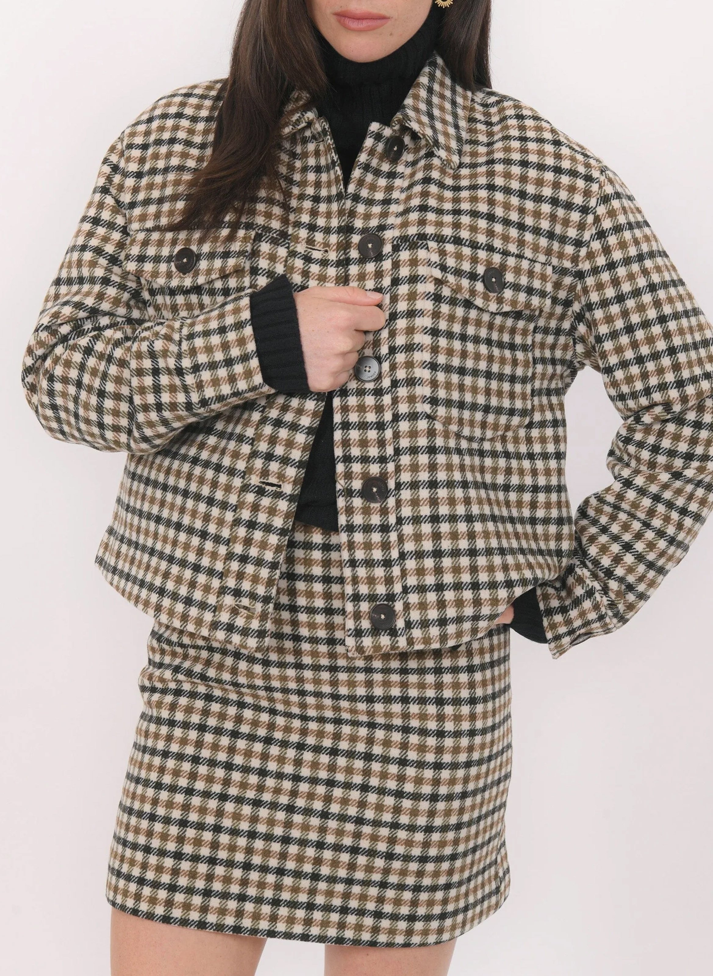 Blouse met klassieke kraag | wolblend KOOKAI Groen