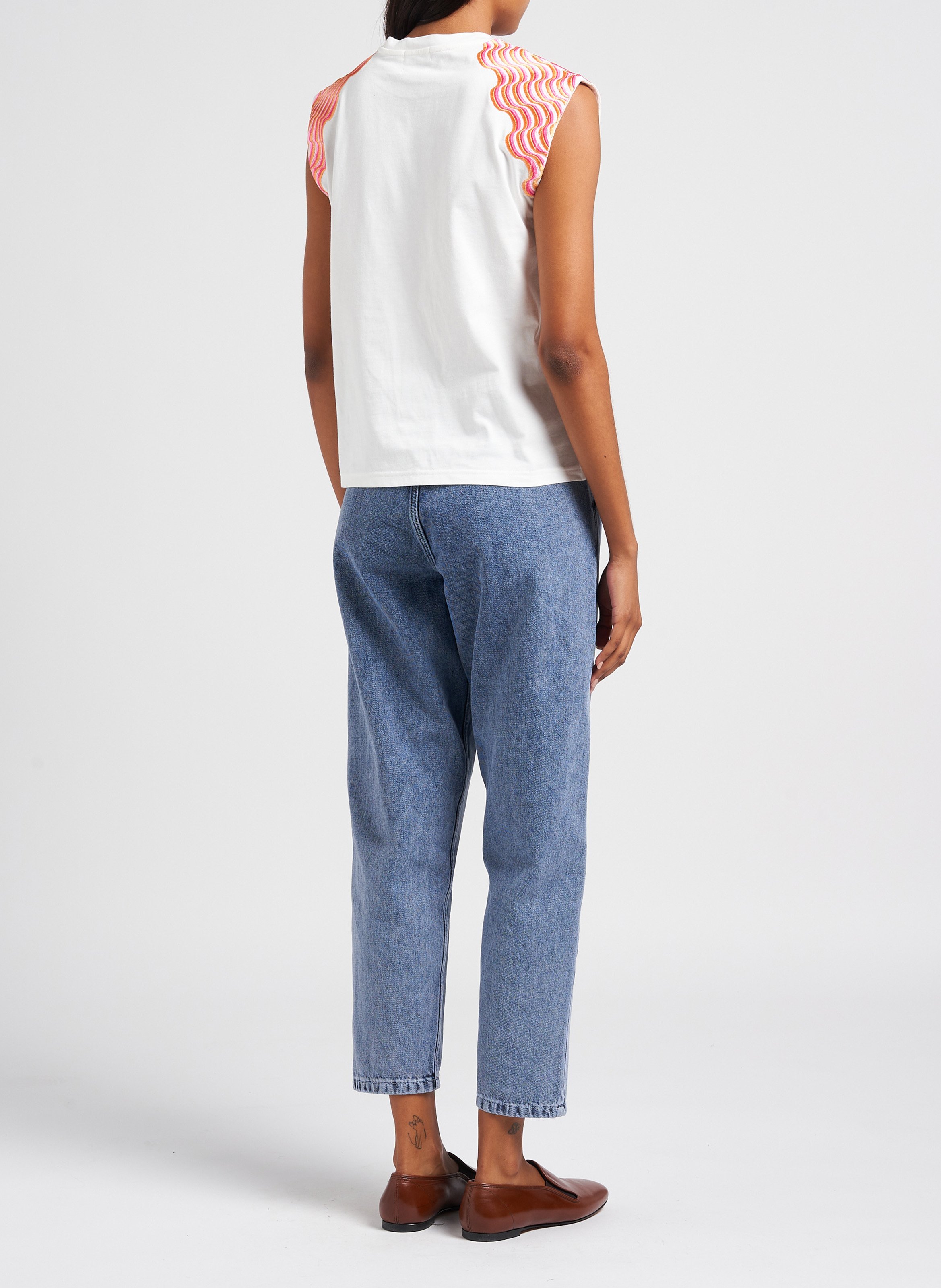 Tee-shirt brodé en coton INDEE Blanc