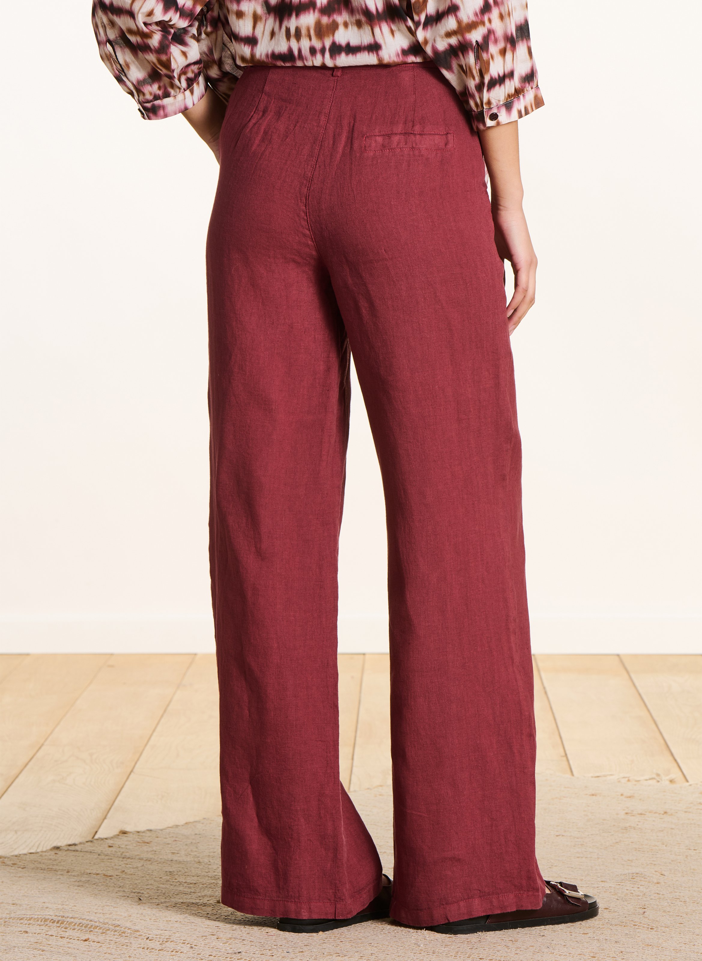 Pantalon large en lin LA FEE MARABOUTEE Marron