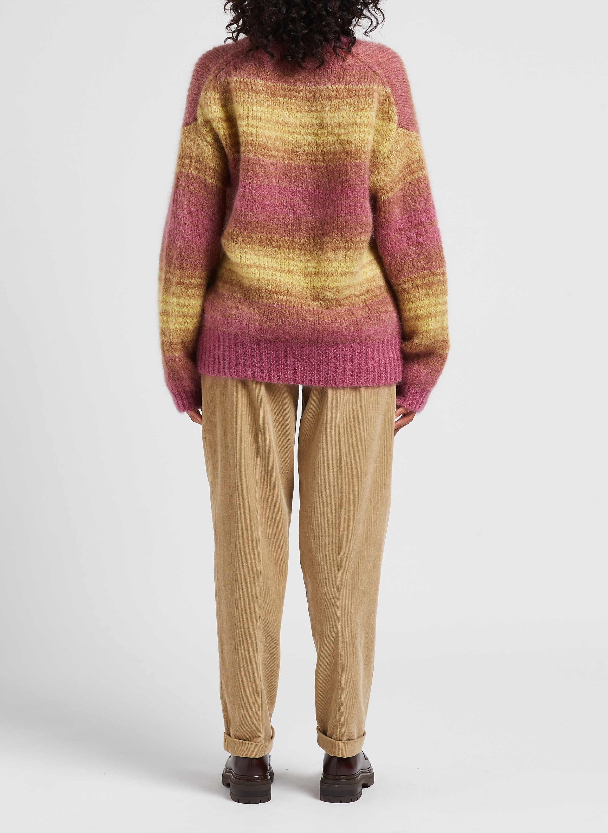 Pantalon carotte en coton de velours côtelé  POMANDERE Marron