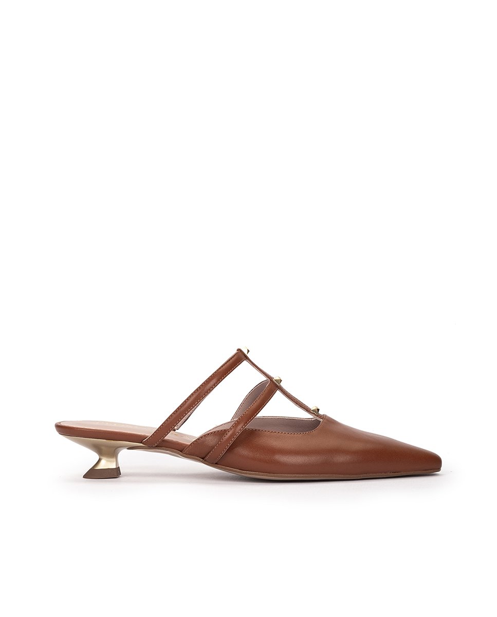 Open-toe brown leather high heels. PEDRO MIRALLES Brown