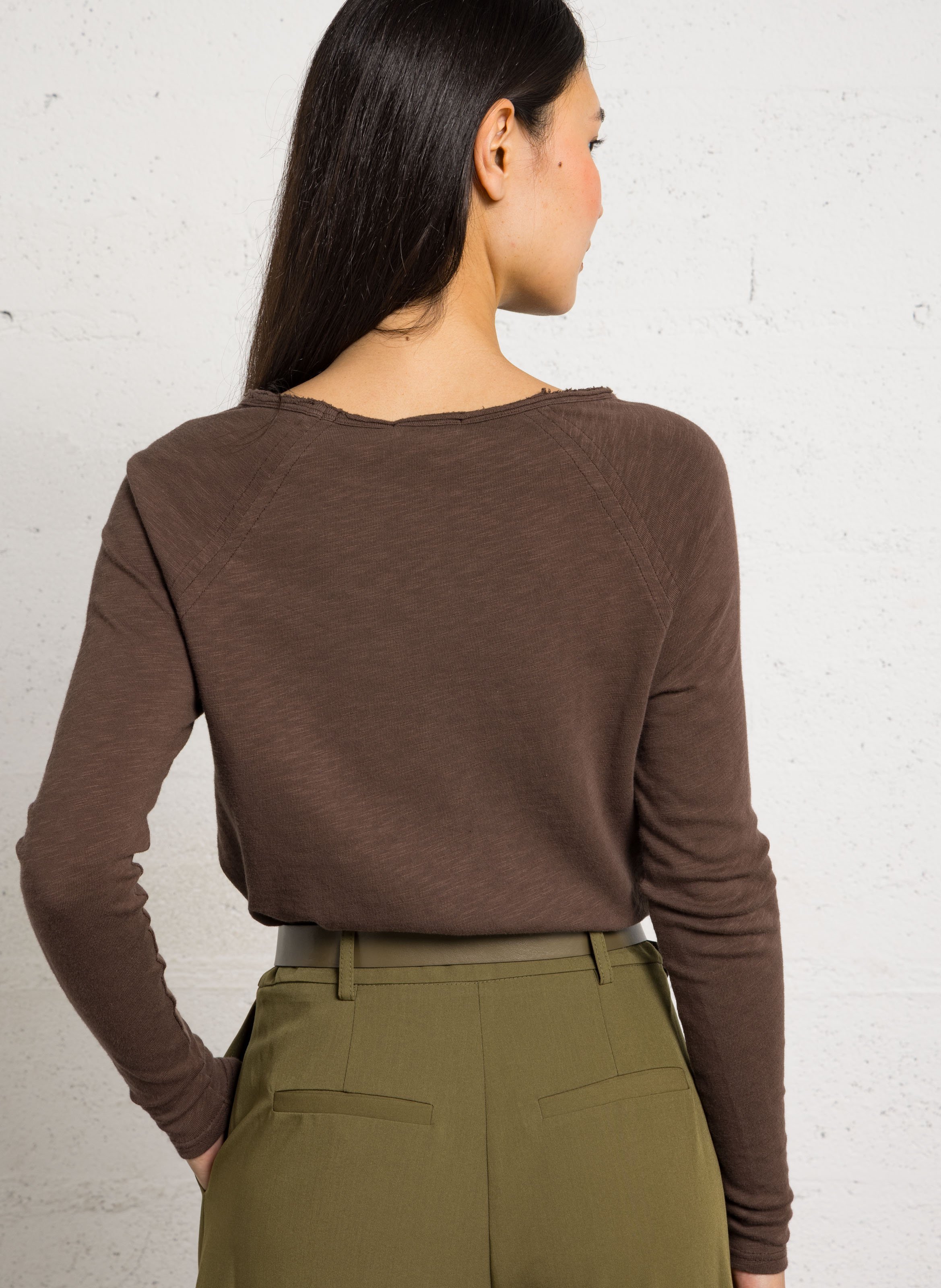 Tee-shirt col rond en coton AMERICAN VINTAGE Marron