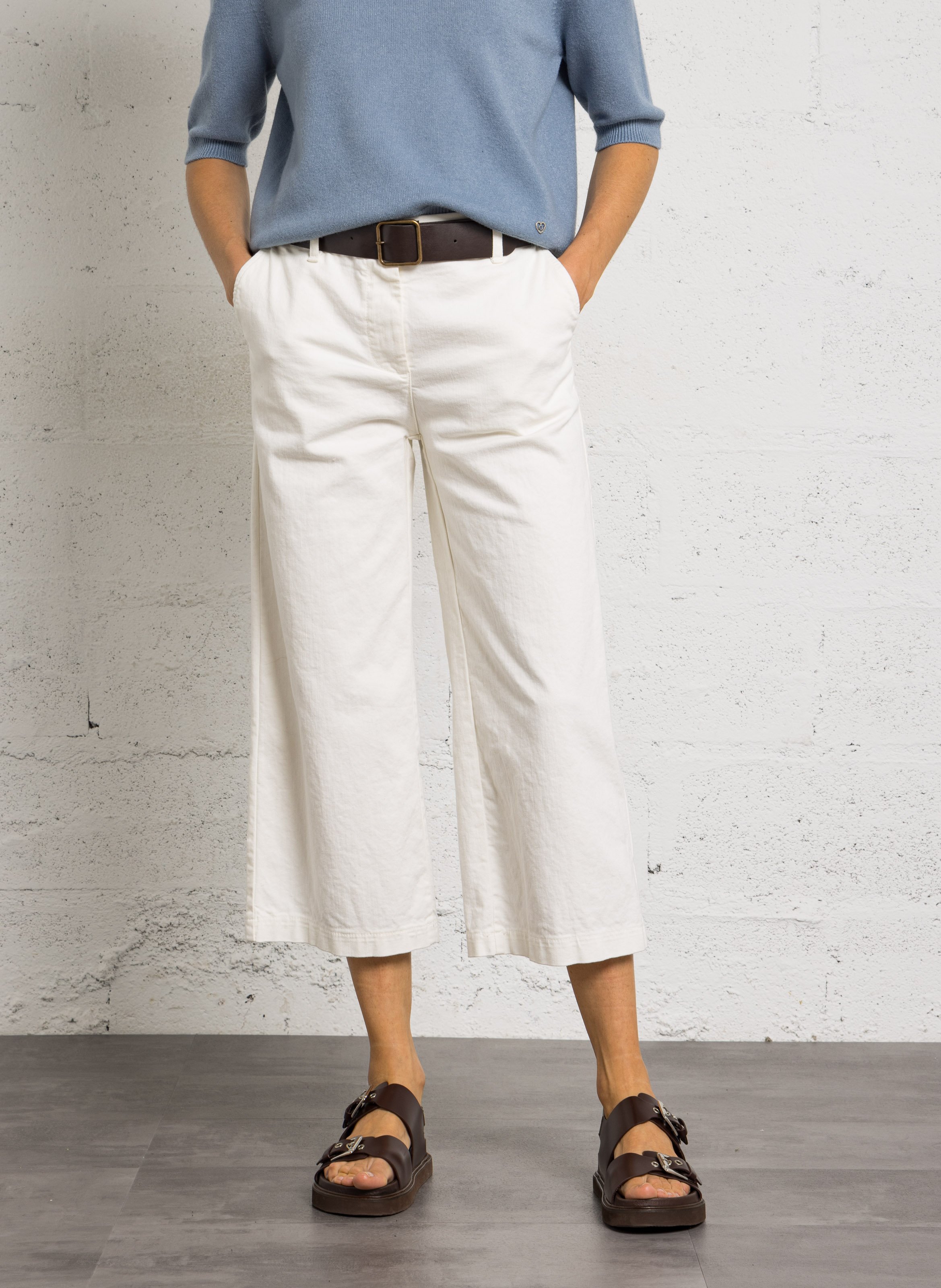 Jean cropped taille haute en coton mélangé PLEASE