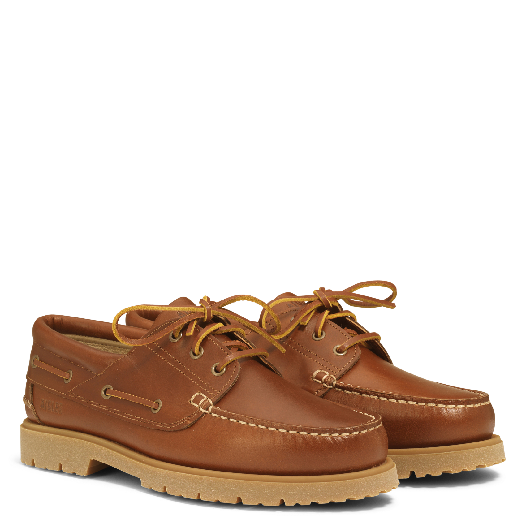 Mocassins à lacets en cuir uni AIGLE Marron