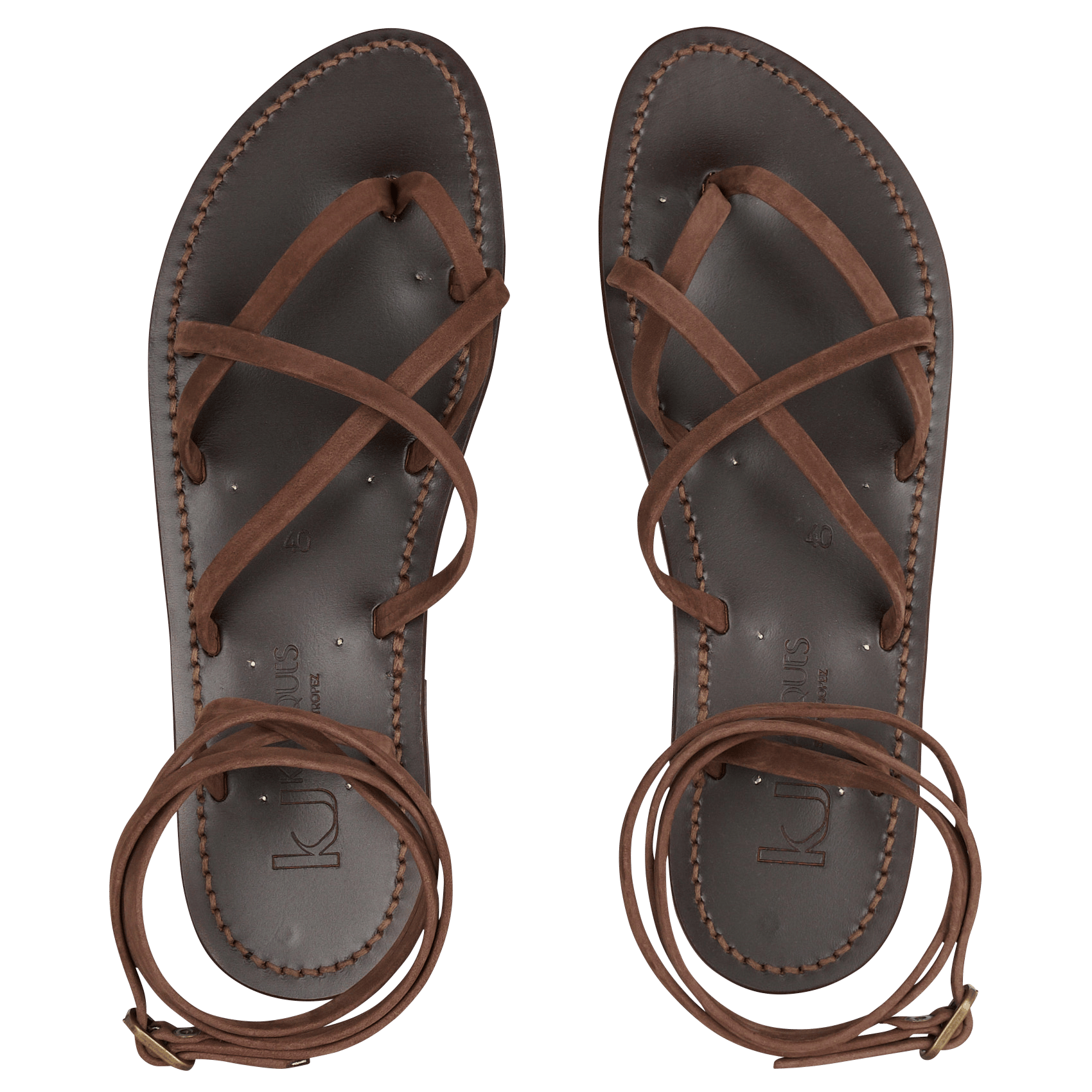 Leren sandalen K JACQUES Bruin
