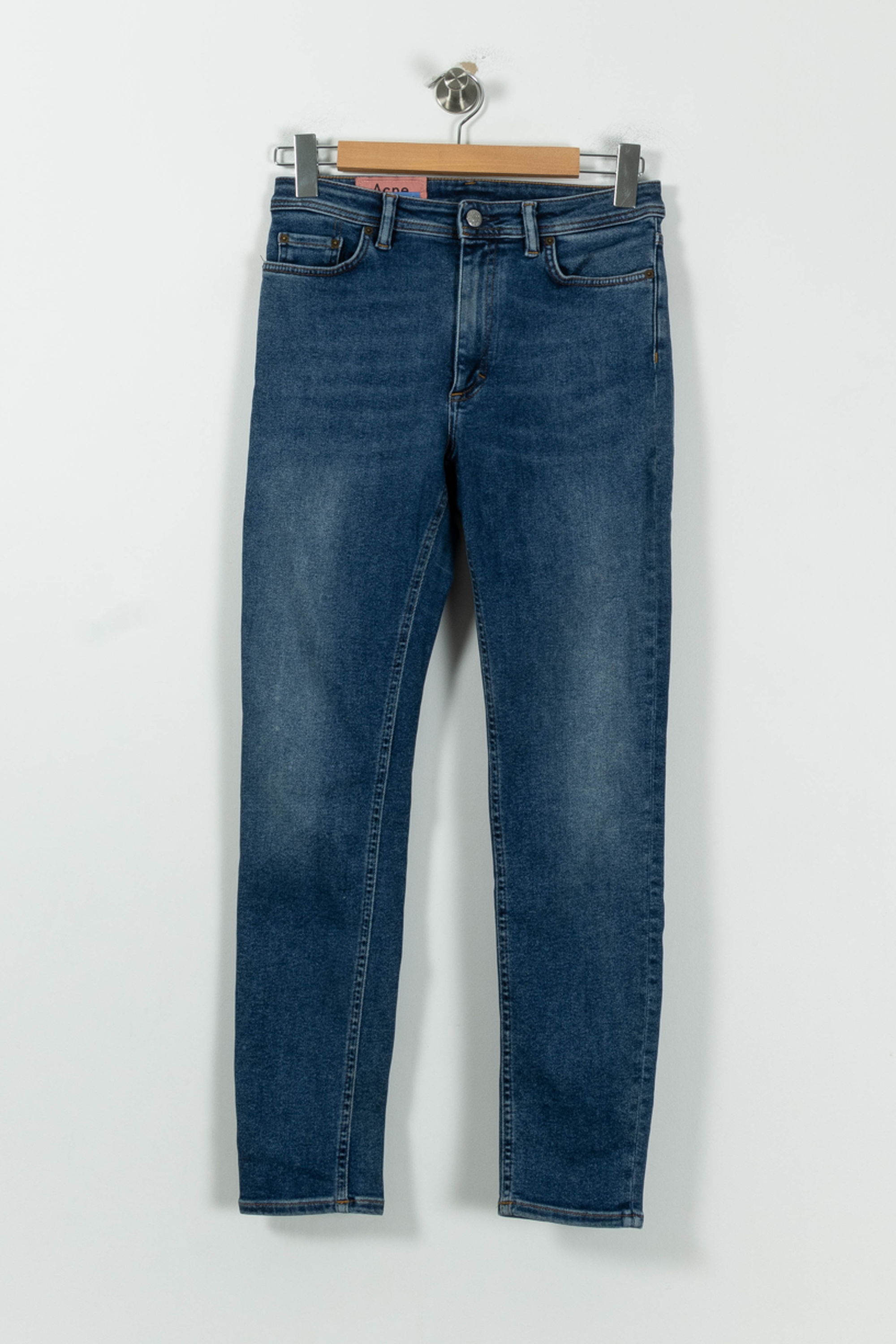 Cropped slim jeans with studs ACNE STUDIOS - Seconde Main Blue