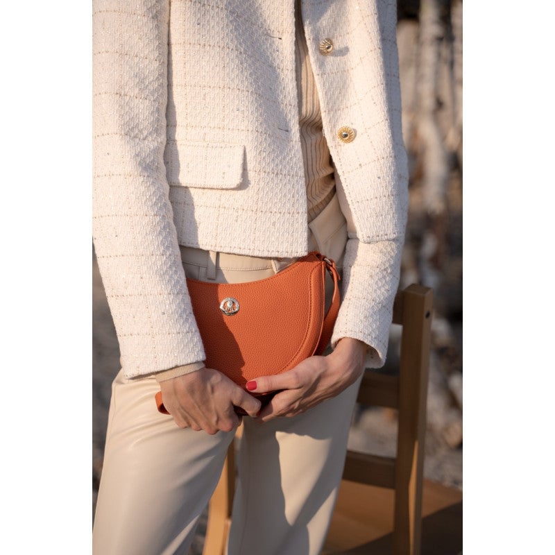 Calfskin leather shoulder bag POURCHET Orange