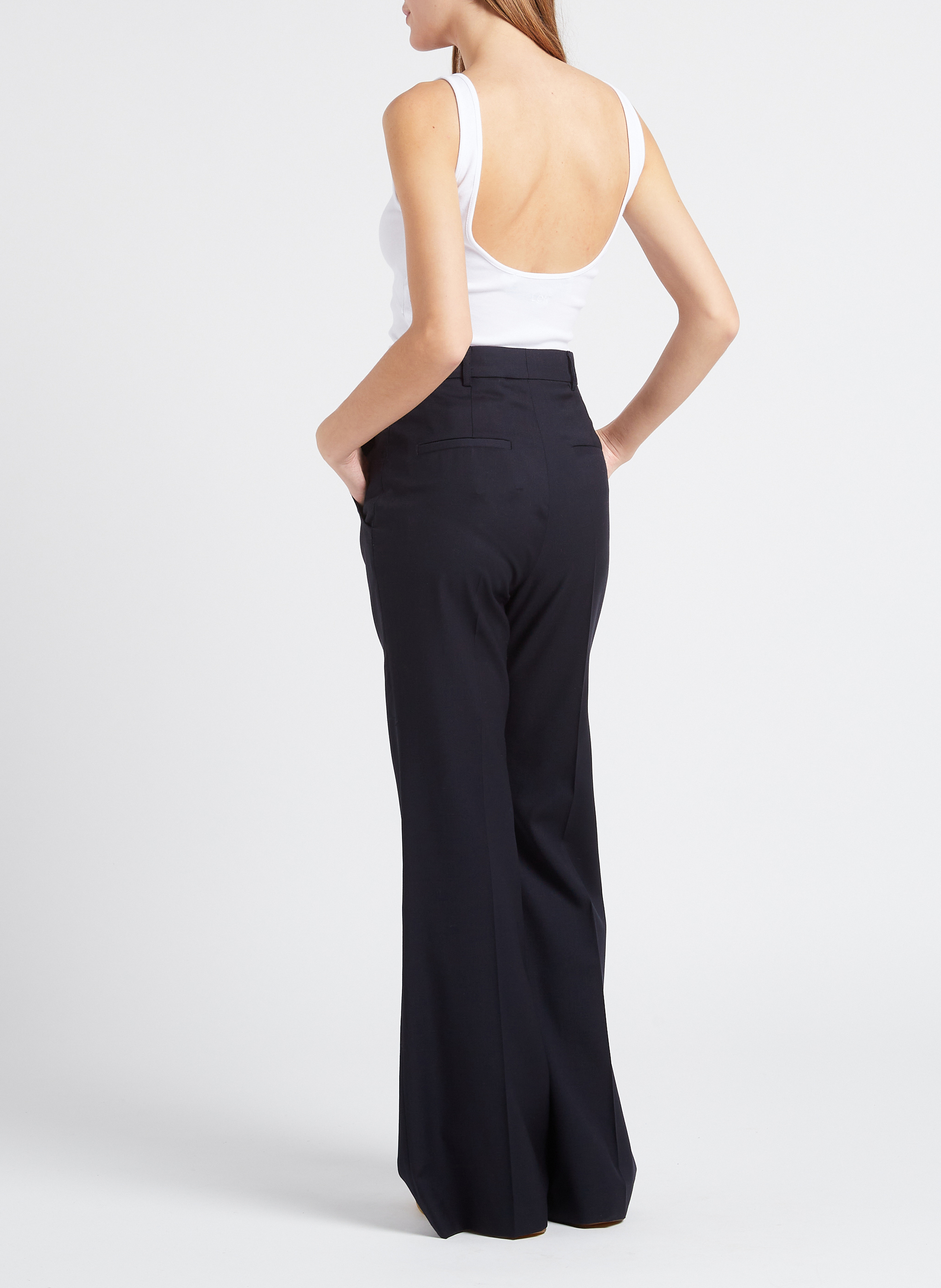 Cotton-blend cropped tank top with spaghetti straps with plunge back MARGAUX LONNBERG White
