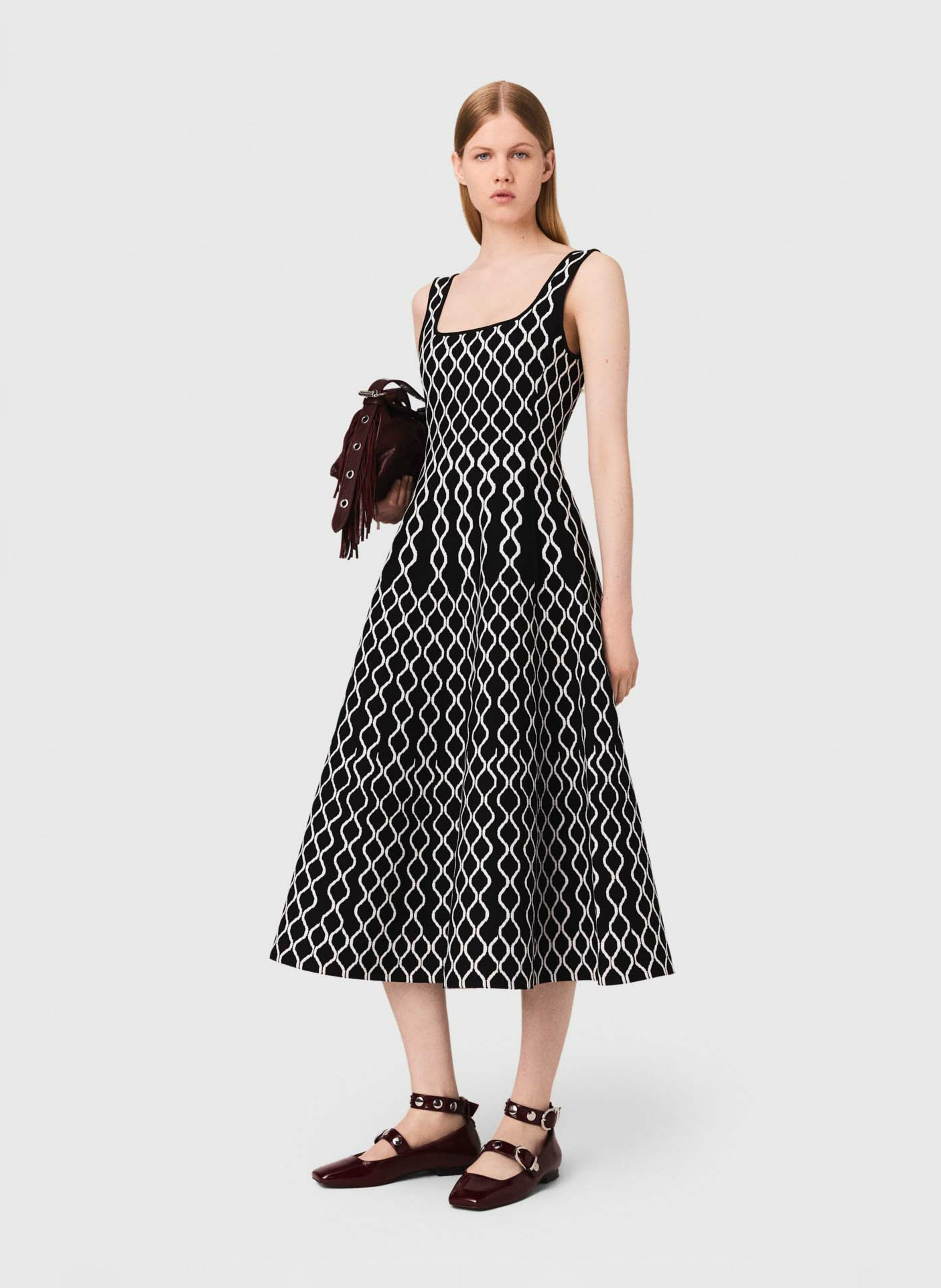 Robe courte en maille jacquard MAJE Noir