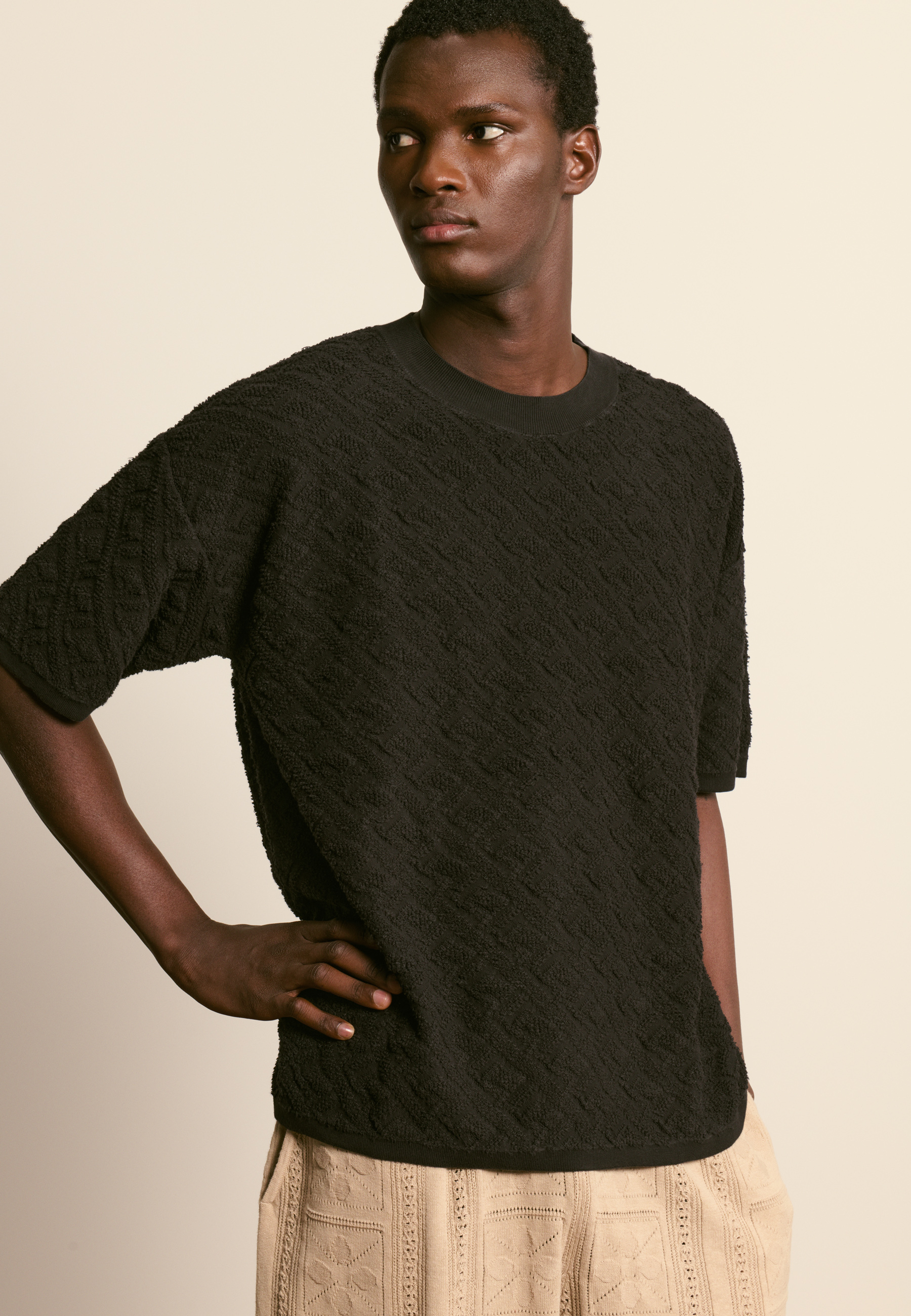 T-shirt en coton texturé MAISON MONTAGUT