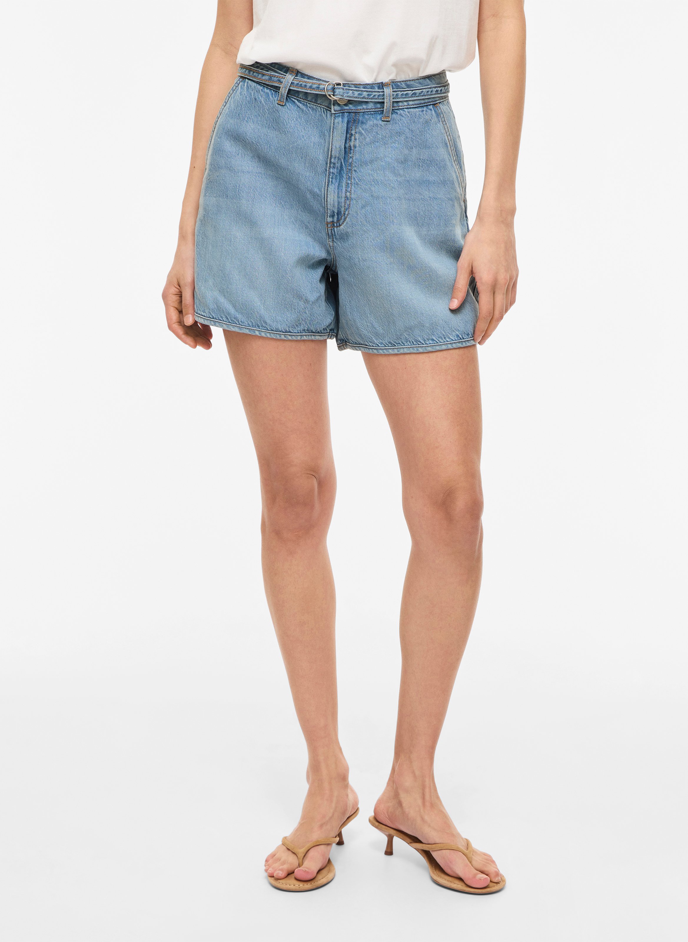 Korte lichte denim jurk VILA Blauw