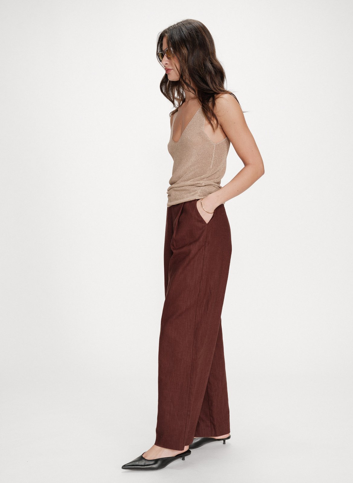 Débardeur col V  GRACE ET MILA Doré