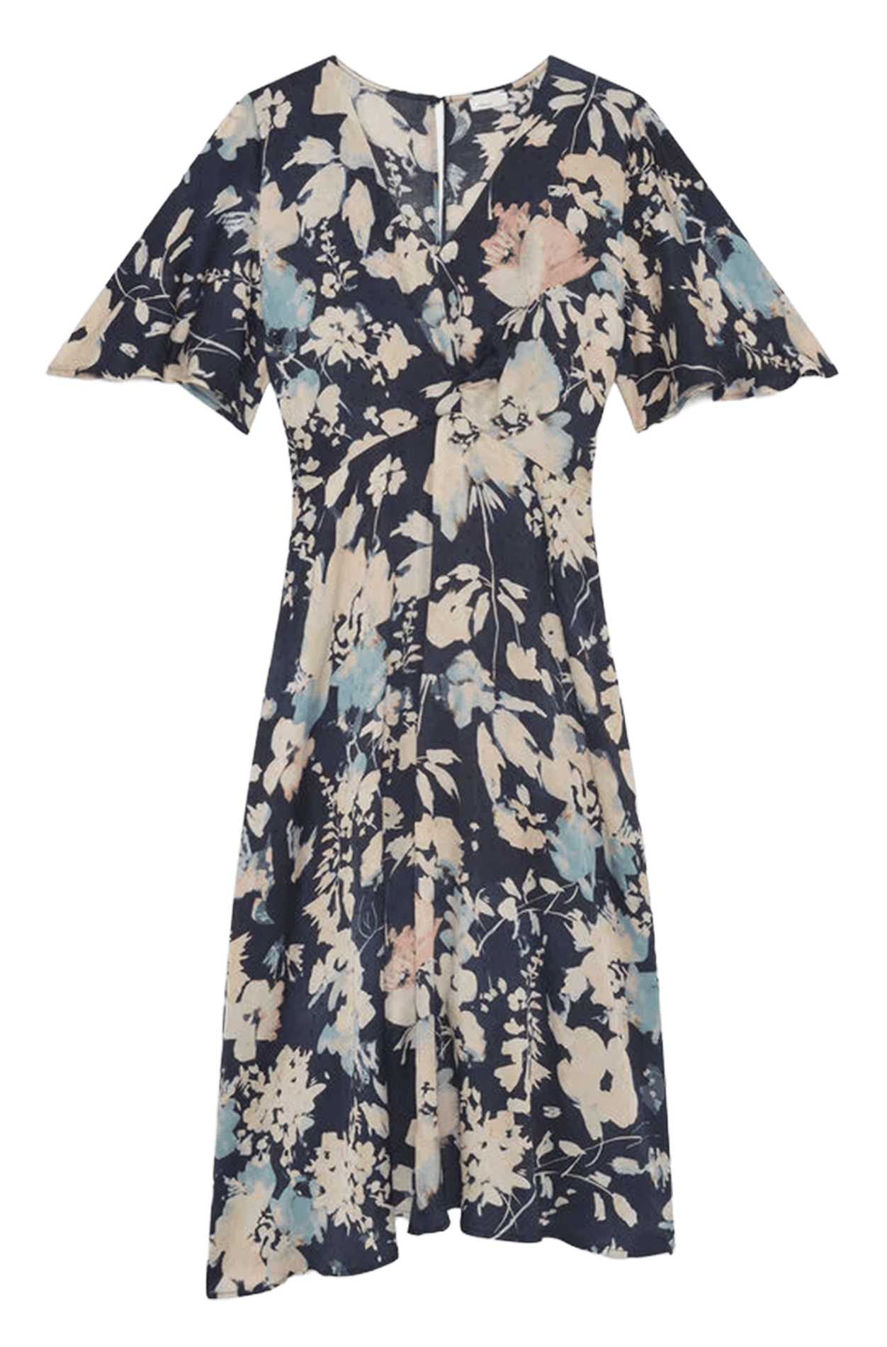 Robe courte col V imprimée CAROLL Bleu