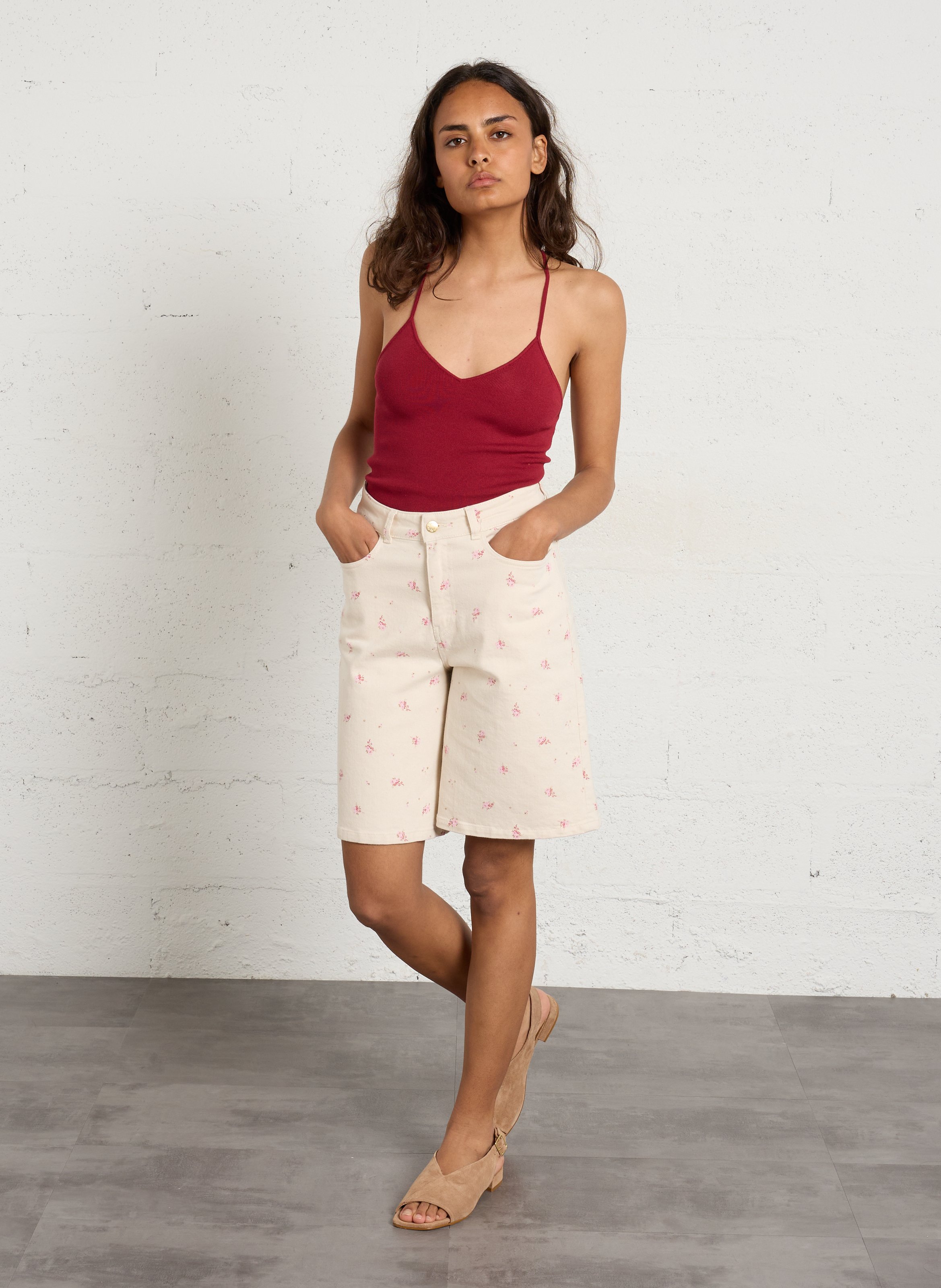 Sandales plates en cuir velours MELLOW YELLOW Beige