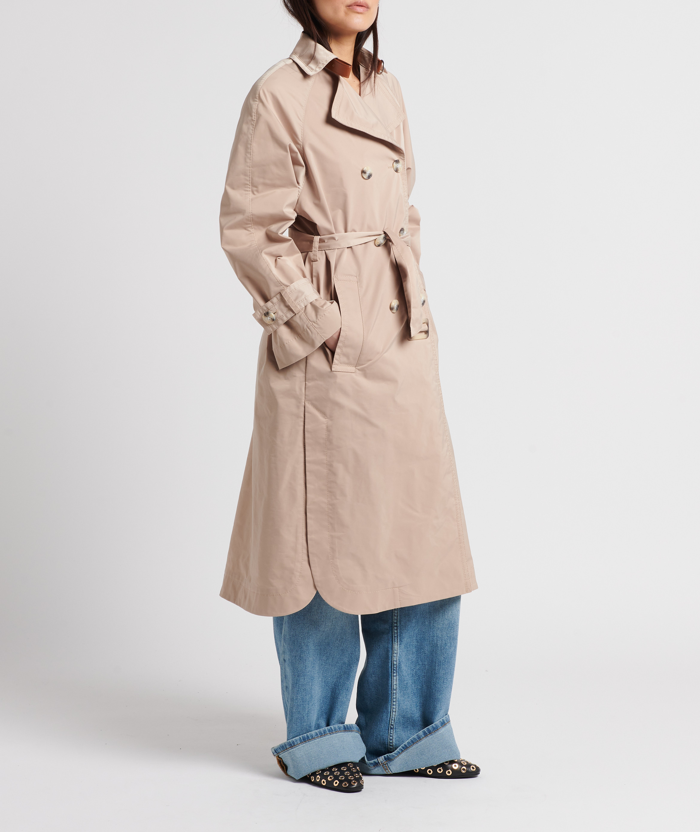 Wasserdichter Trenchcoat mit Gürtel und Reverskragen MAX&Co. Beige