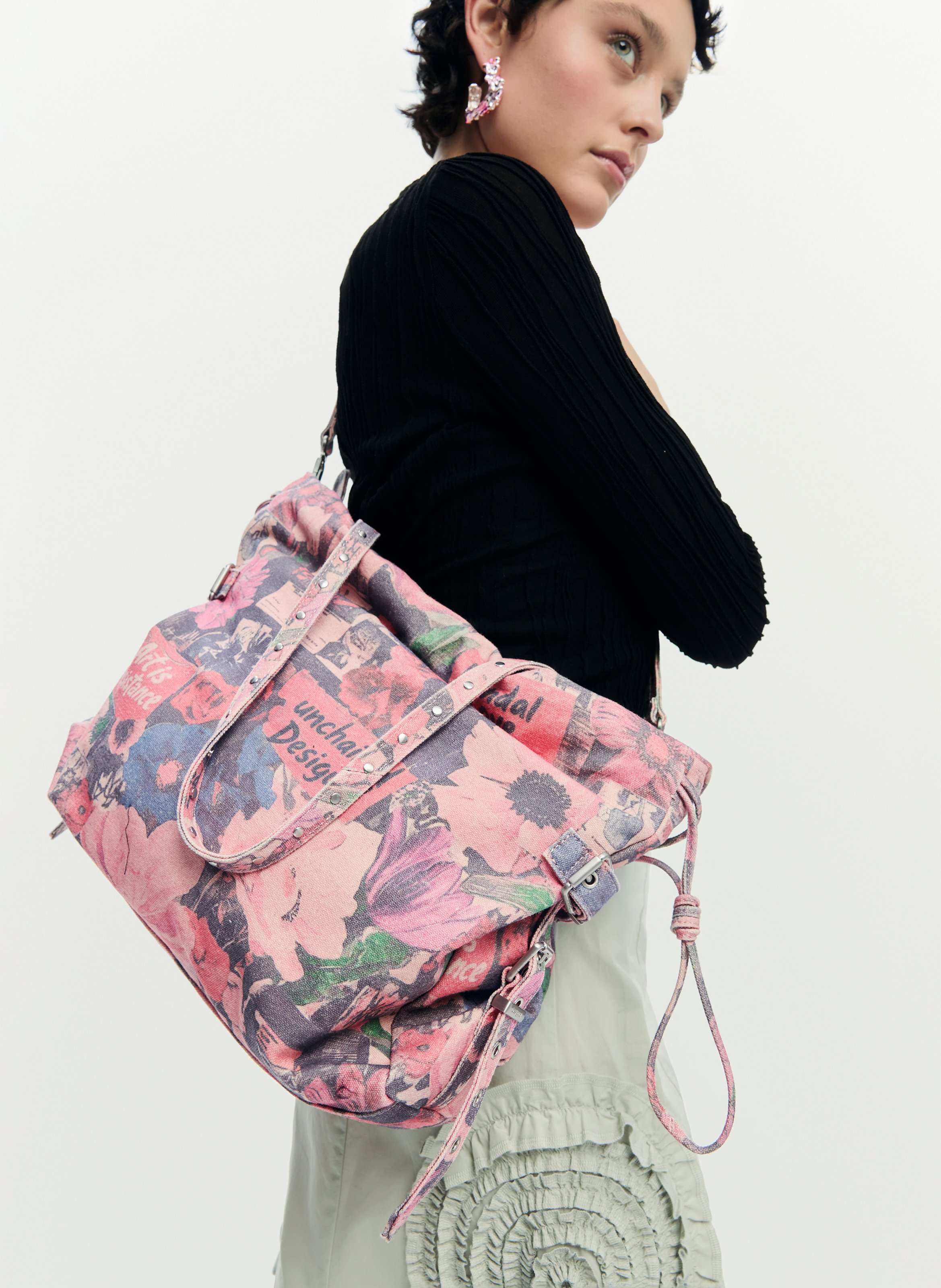 Shoulder bag with floral print DESIGUAL Multicolored