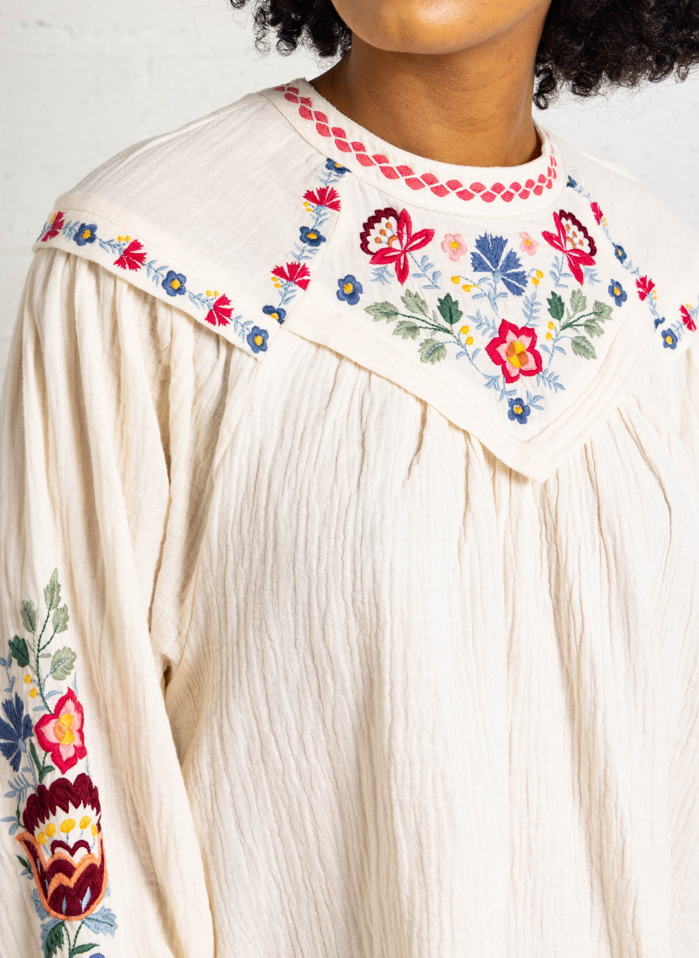 Bluse aus Bio-Baumwolle mit Rundhalskragen LOUISE MISHA Beige