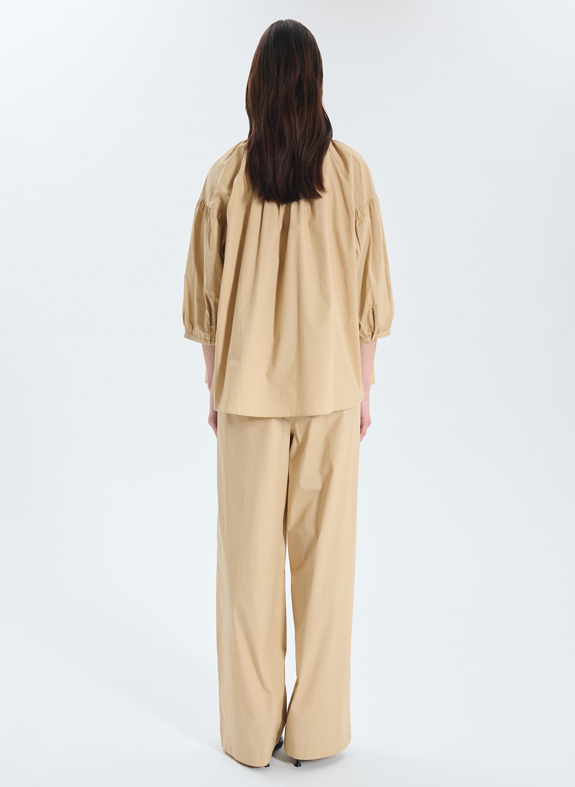 Henley-Bluse aus Baumwoll-Mix ZAPA Beige